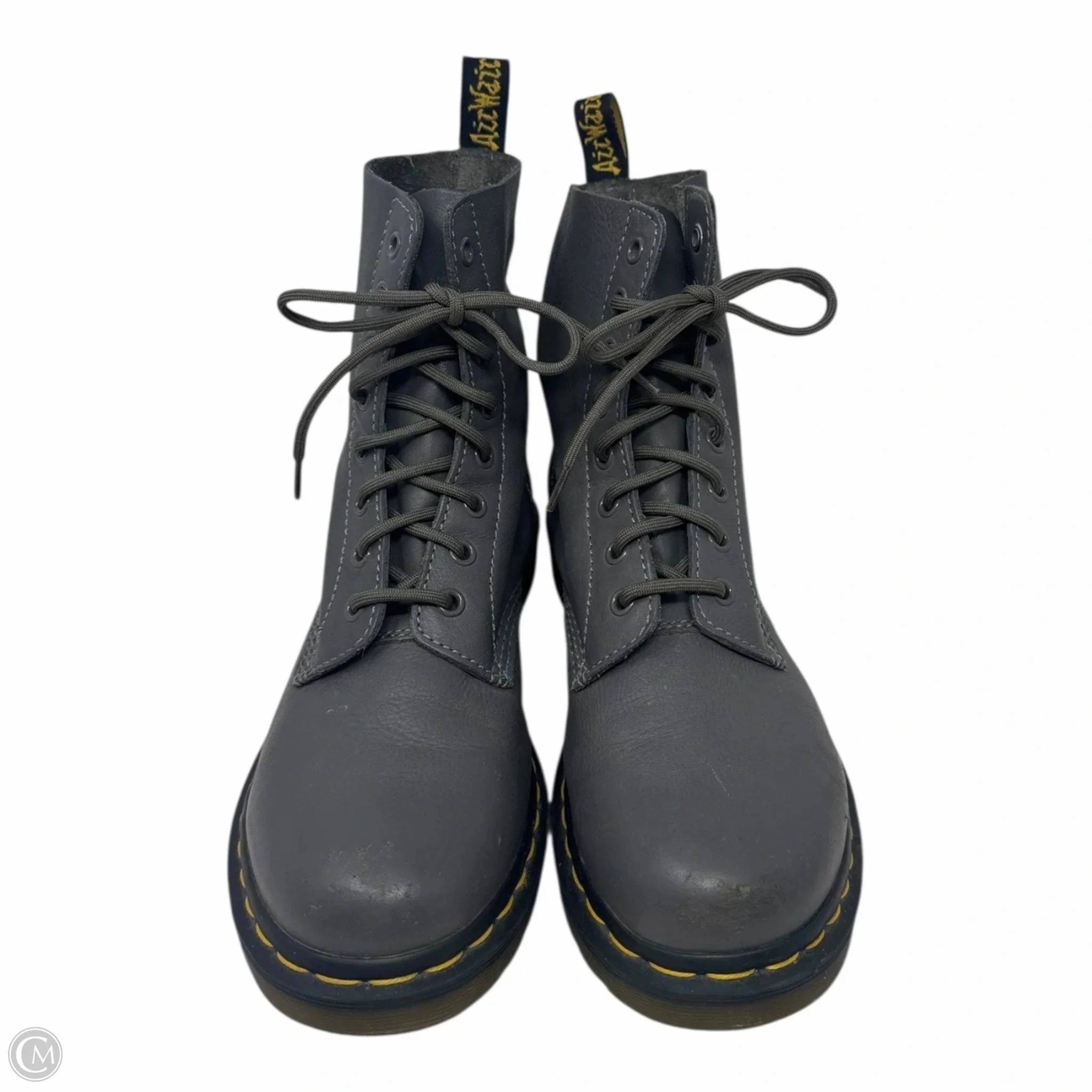 1460 Pascal Virginia Leather Lace Up Boots By Dr Martens In Grey, Size: 9