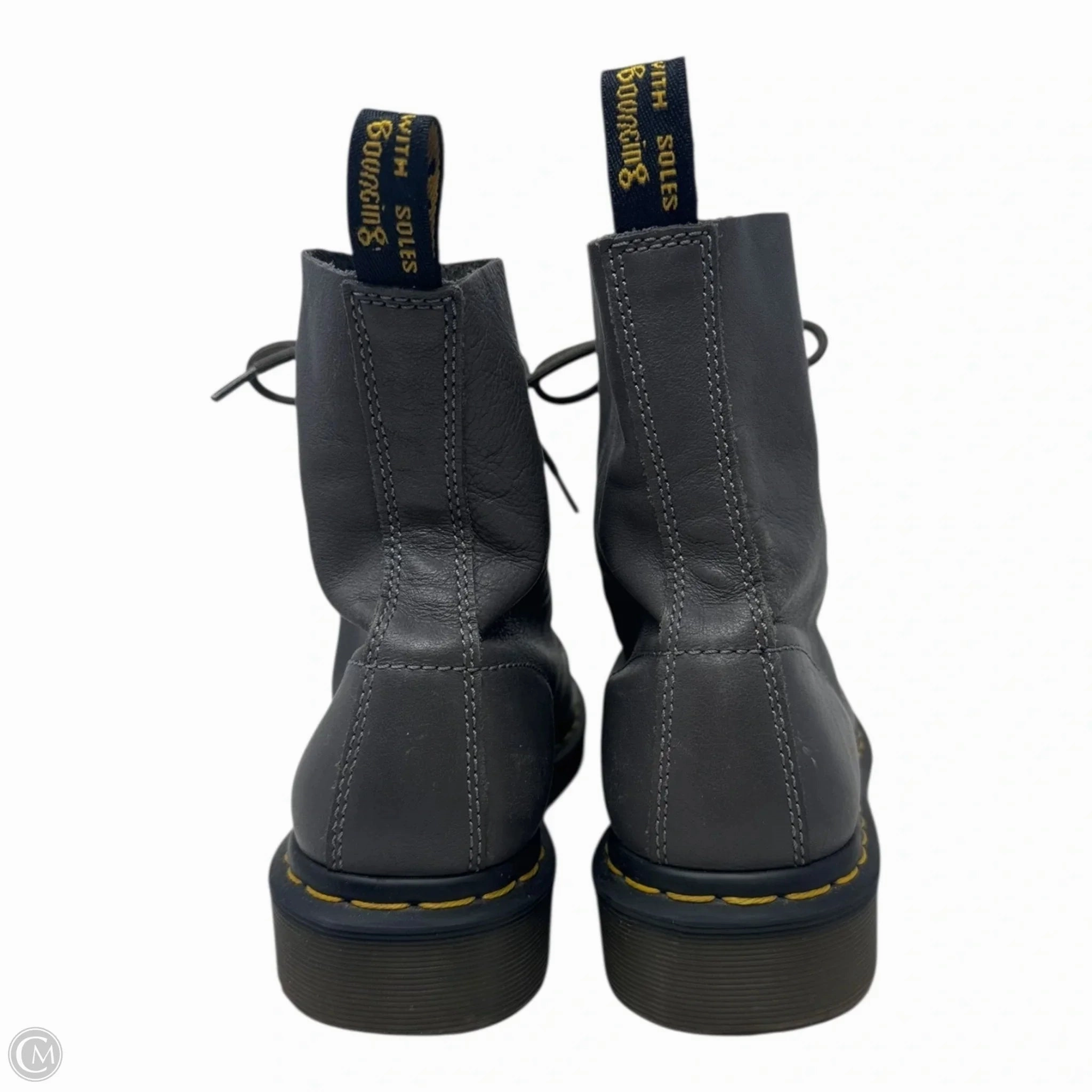 1460 Pascal Virginia Leather Lace Up Boots By Dr Martens In Grey, Size: 9