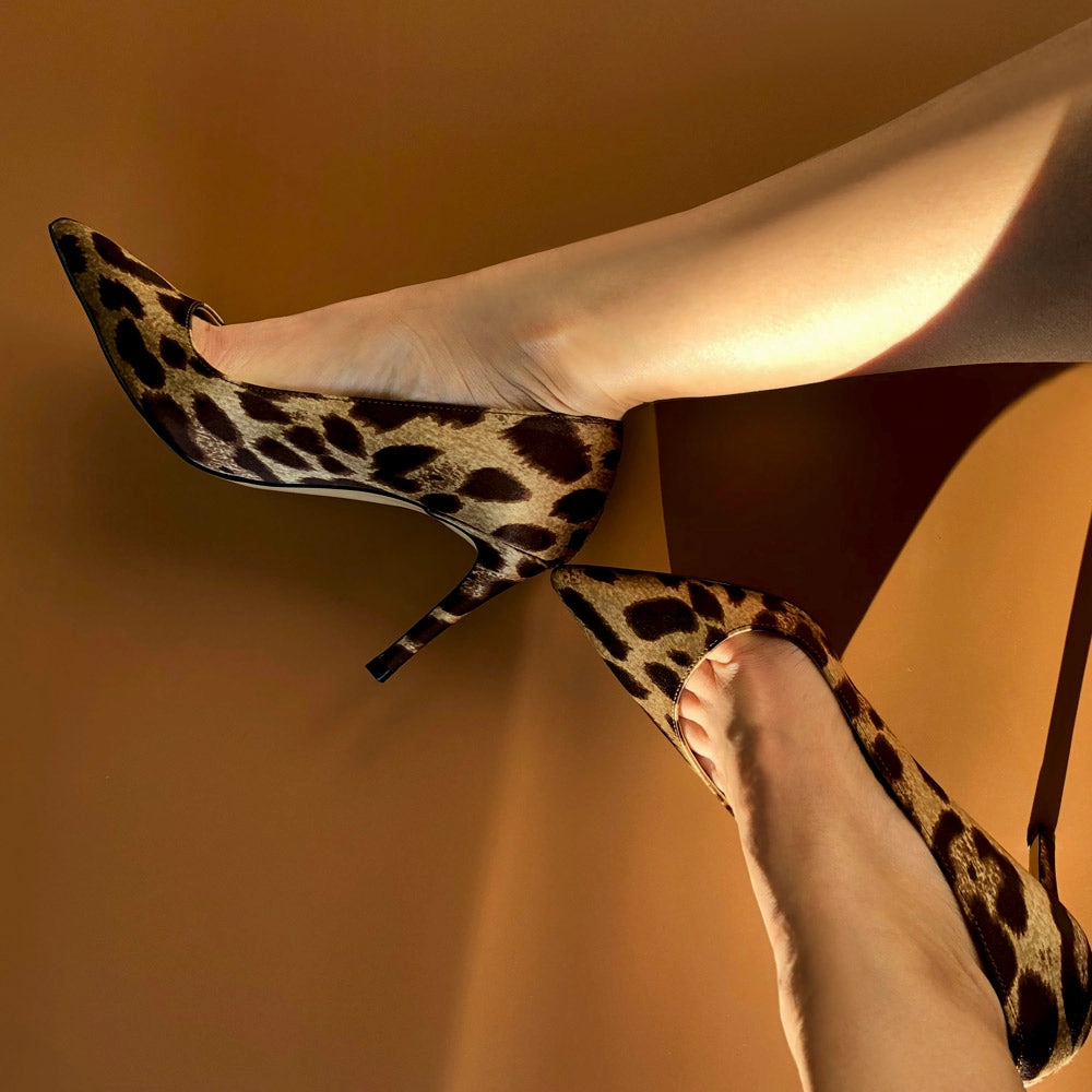 *LONDON HEEL - leopard, 8cm size UK 2.5