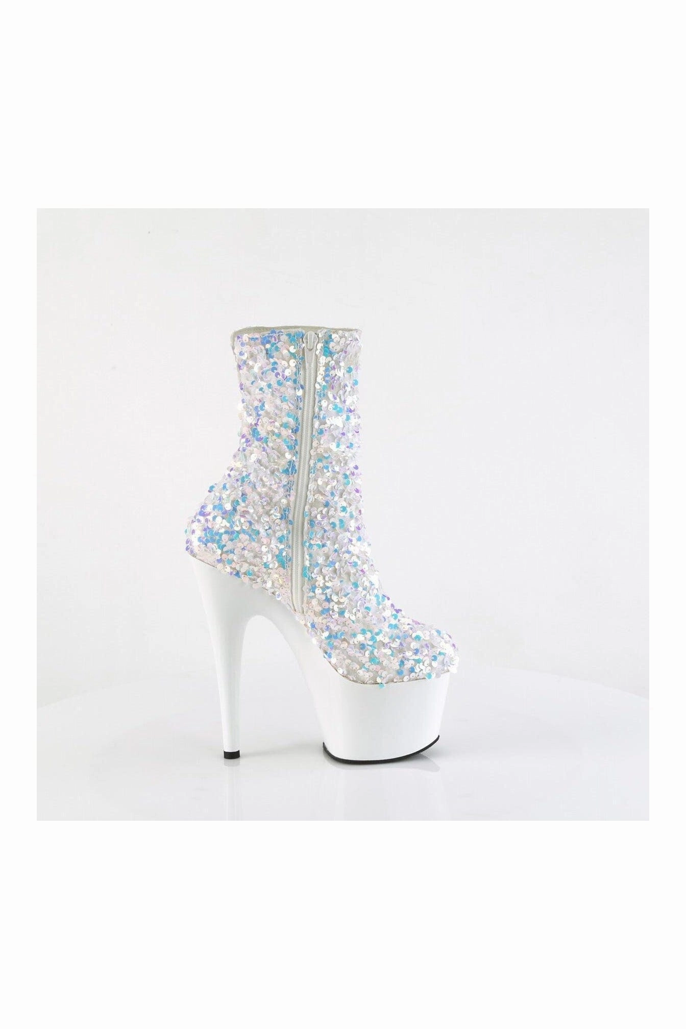 ADORE-1042SQ White Sequins Ankle Boot