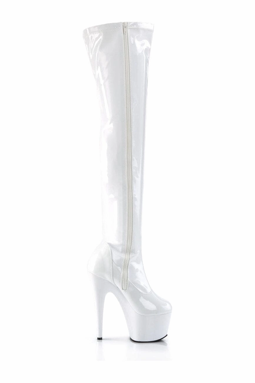 ADORE-3000 White Patent Thigh Boot