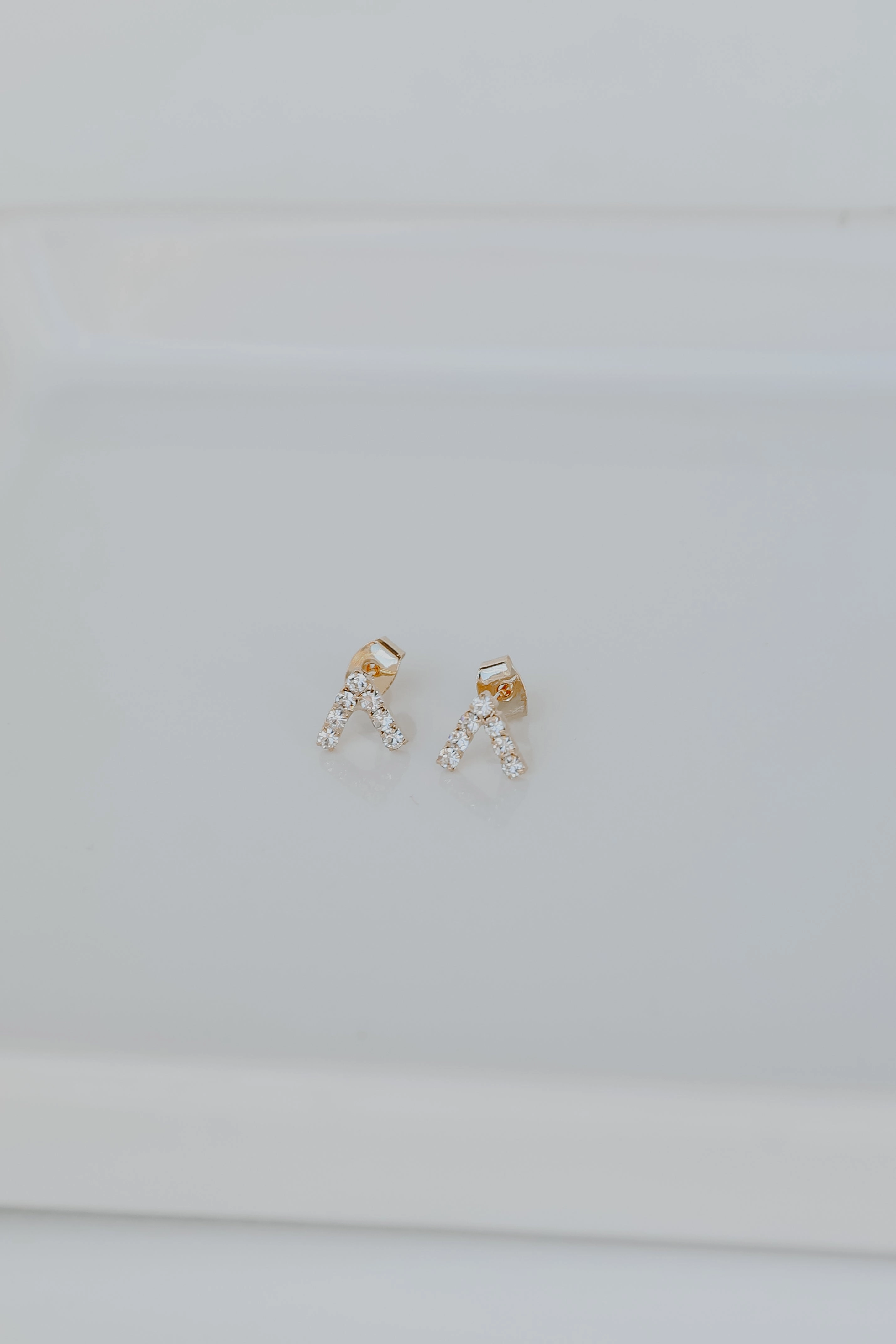 Annie Gold Rhinestone V Stud Earrings