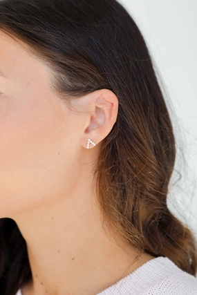 Annie Gold Rhinestone V Stud Earrings
