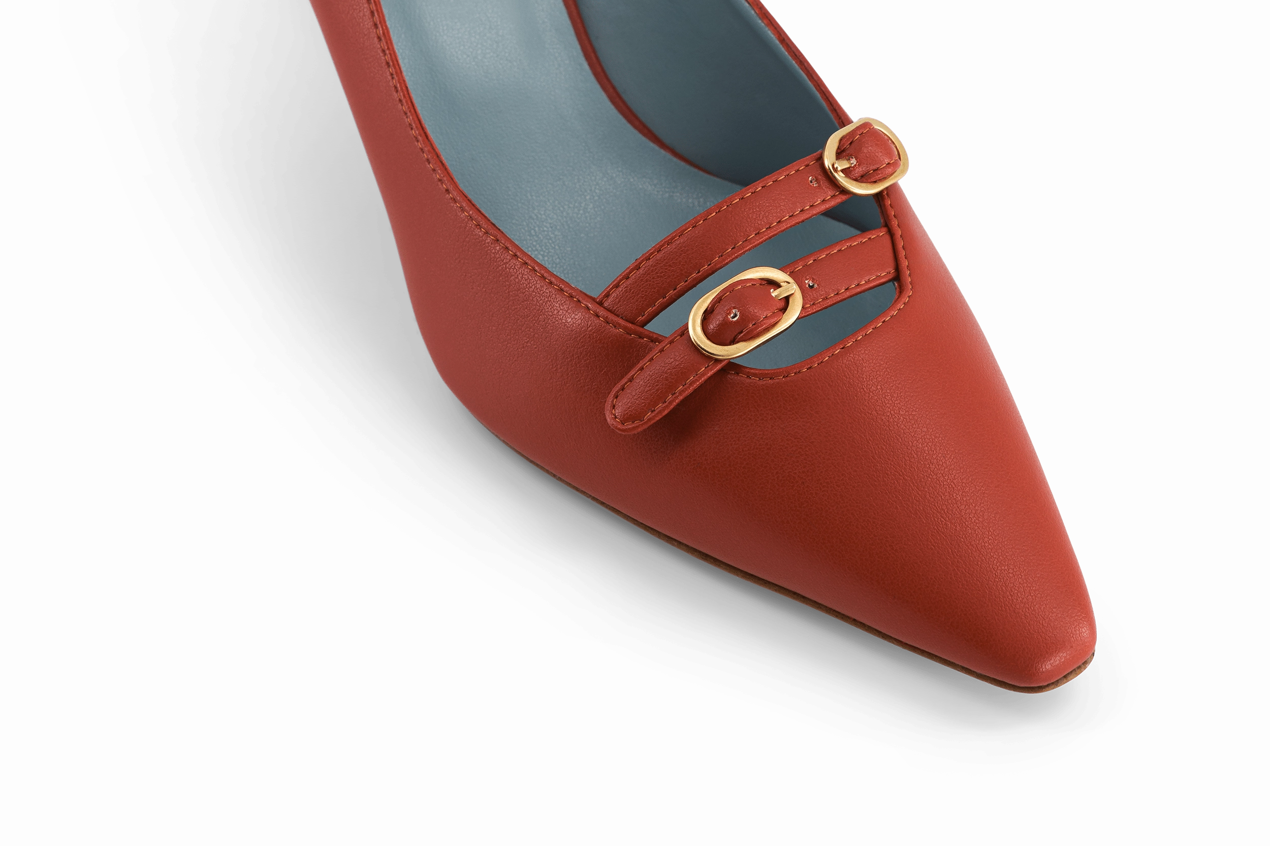 Beryl Apple Leather Small Heel Pumps | Rust