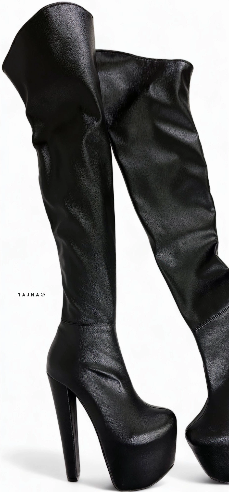 Black Matte High Heel Platform Over the Knee Boots