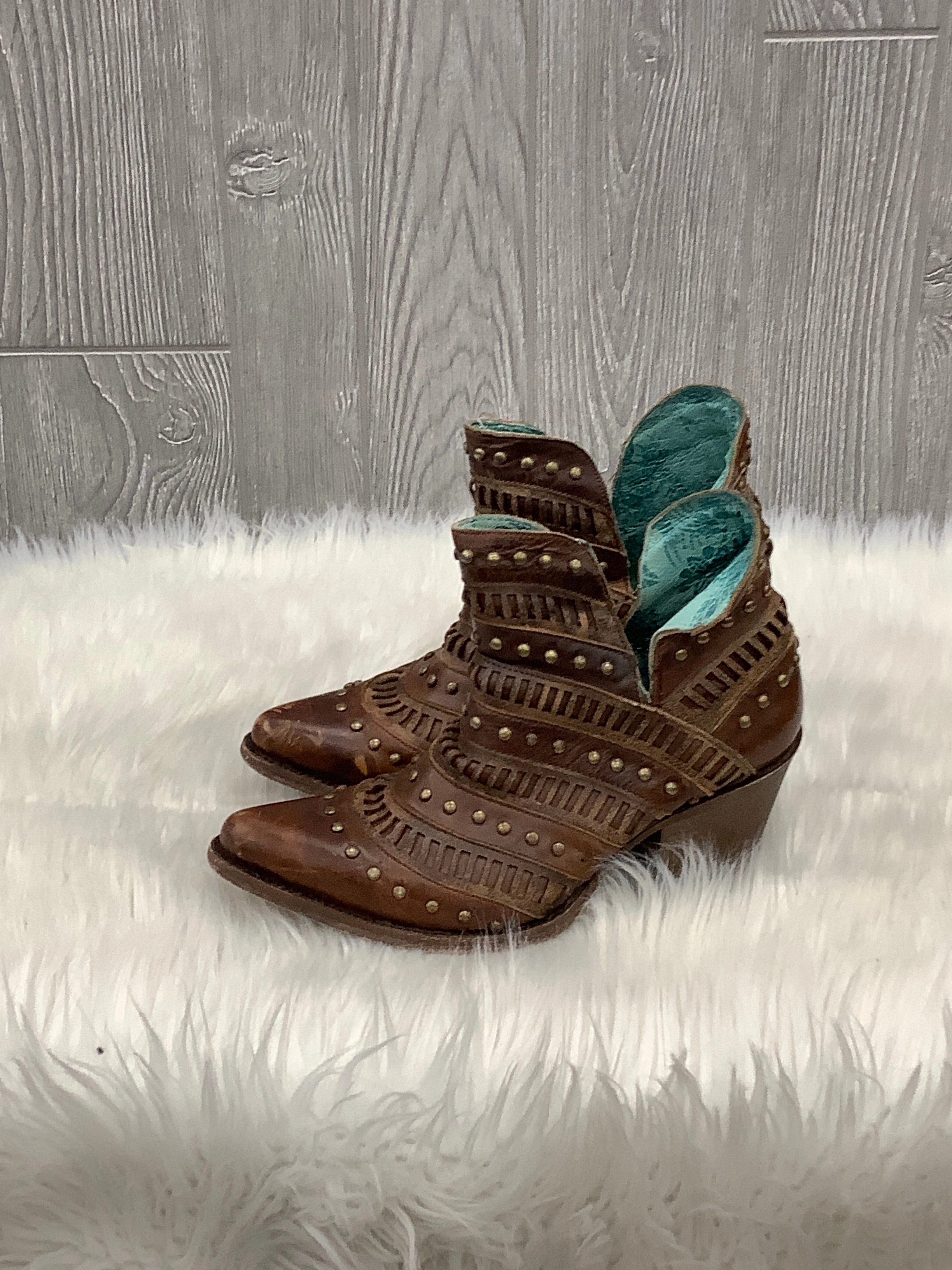 Boots Ankle Heels By Corral In Brown, Size: 8