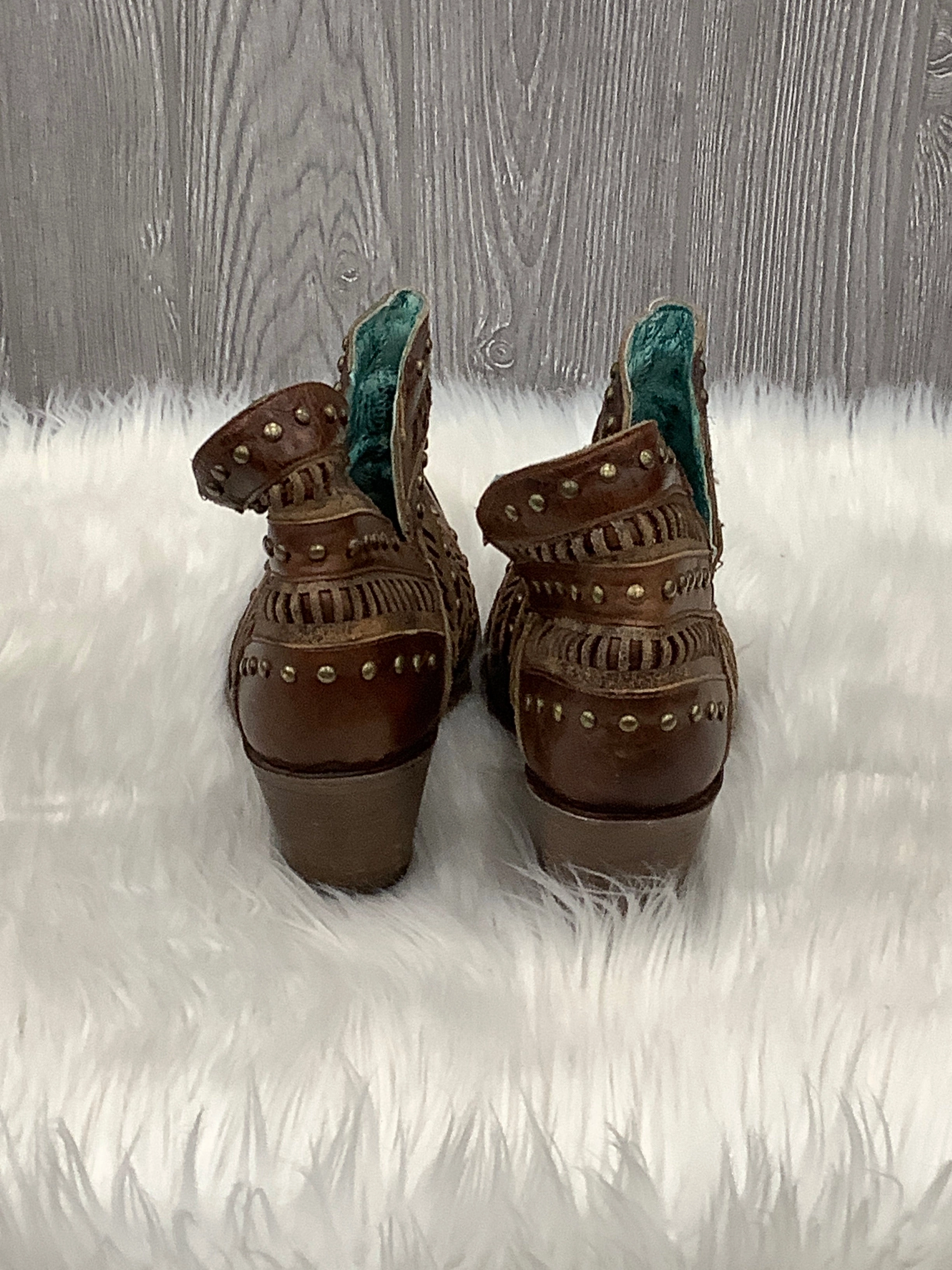 Boots Ankle Heels By Corral In Brown, Size: 8