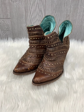 Boots Ankle Heels By Corral In Brown, Size: 8