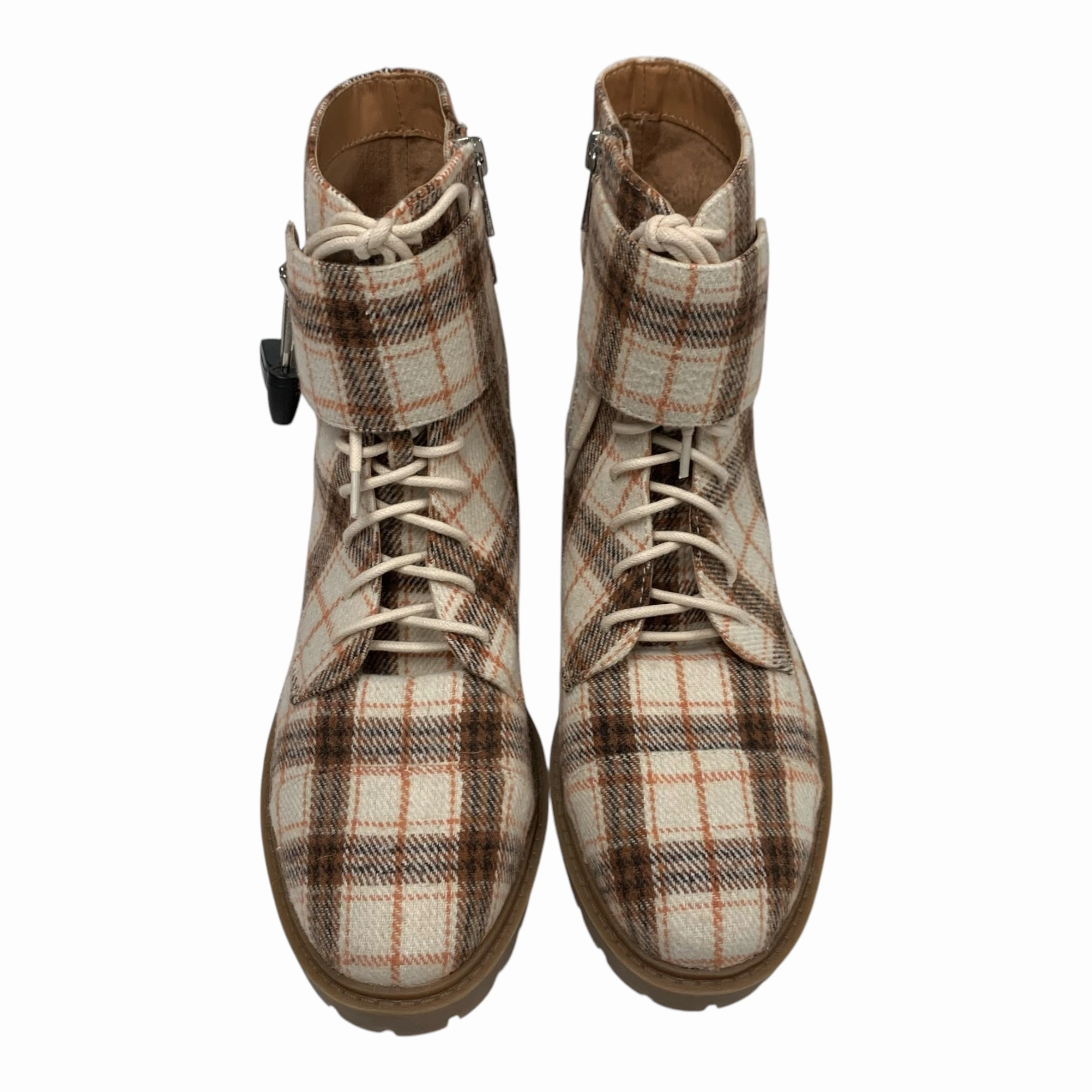 Boots Ankle Heels By Jessica Simpson In Plaid Pattern, Size: 9