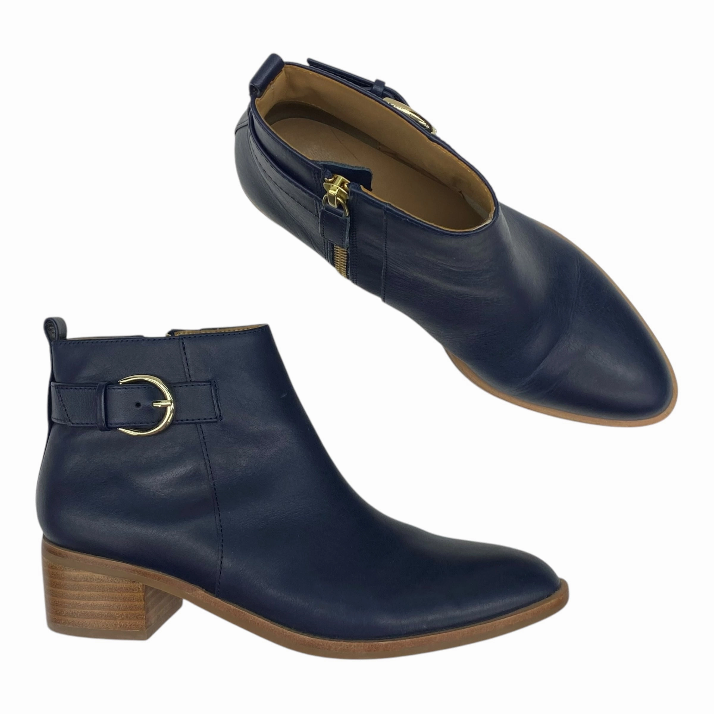 Boots Ankle Heels By Talbots In Blue, Size:6.5