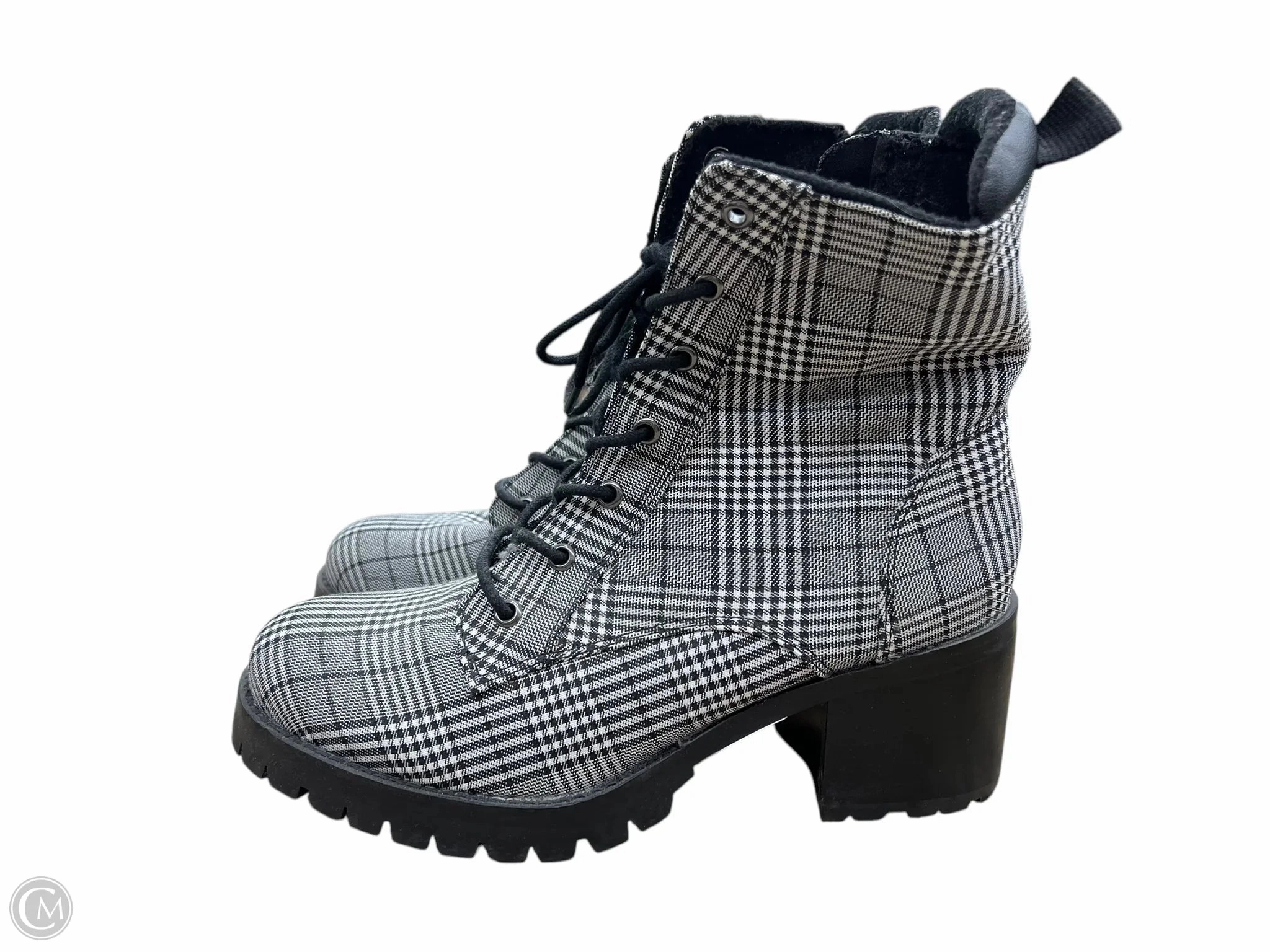 Boots Combat By Clothes Mentor In Black & White, Size: 8.5