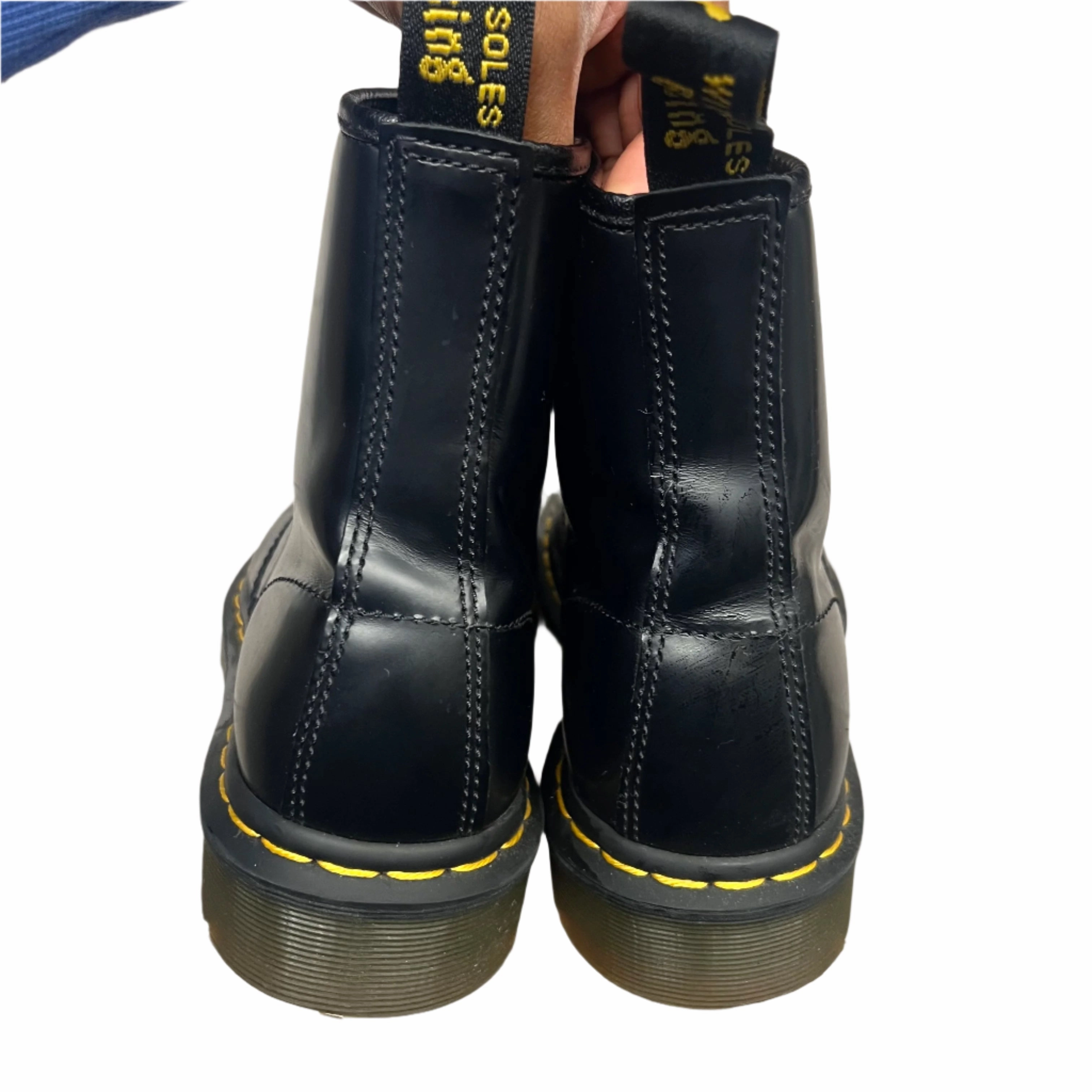 Boots Combat by Dr Martens In Black & Yellow, Size: 7