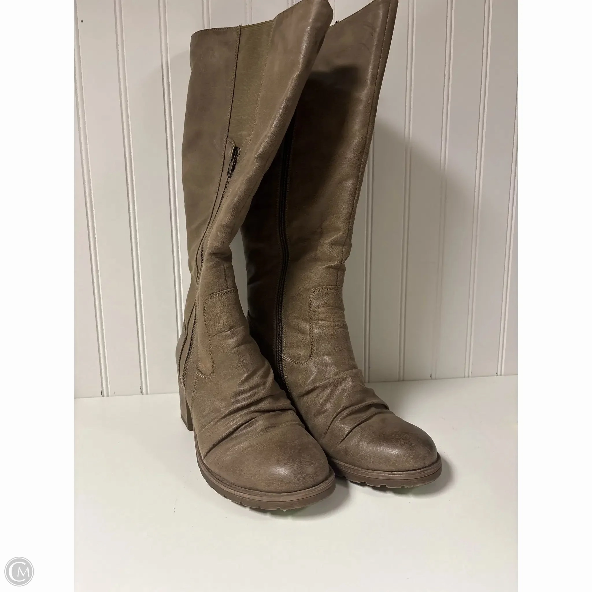 Boots Knee Heels By Bare Traps In Brown, Size: 9.5