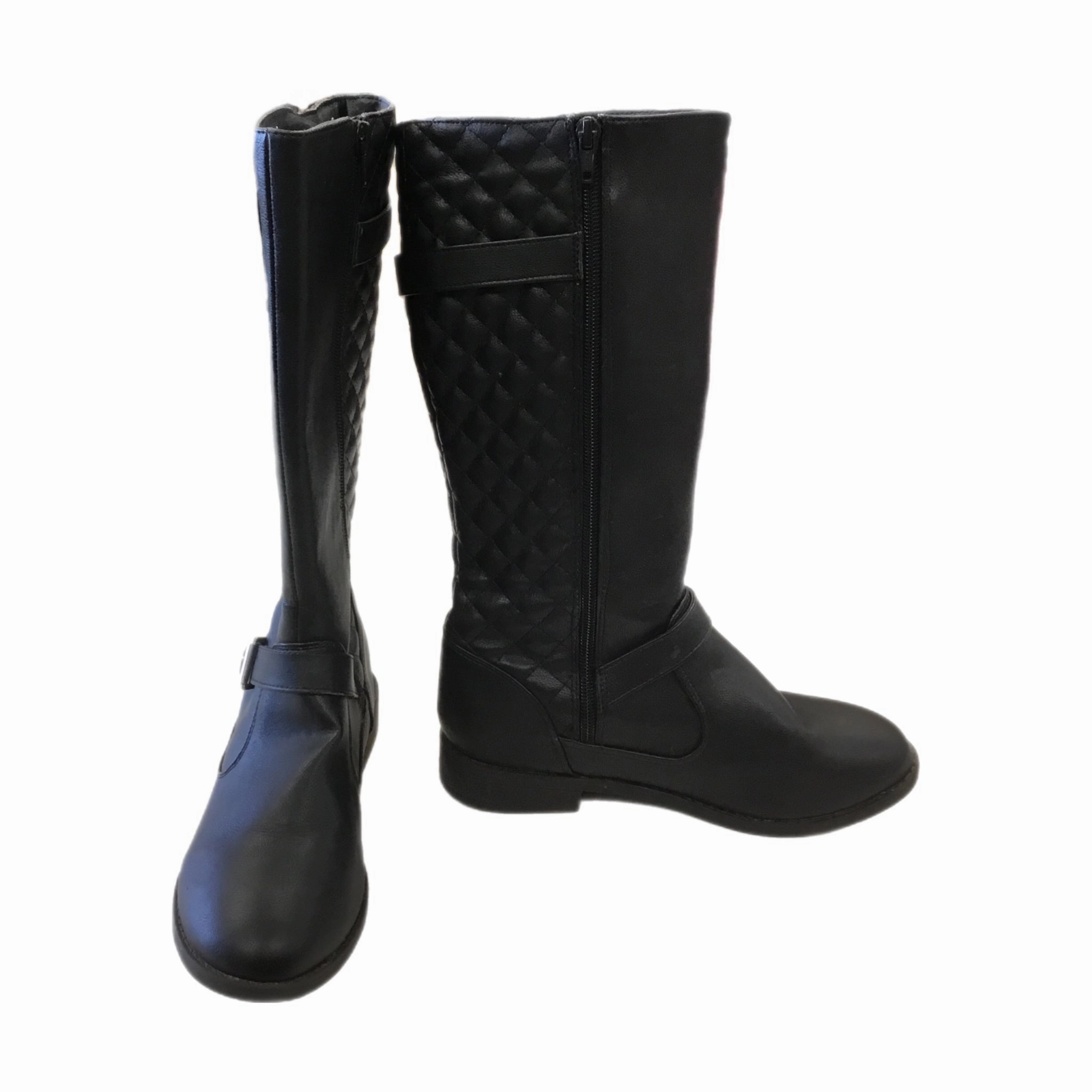 Boots Mid-calf Flats By Clothes Mentor In Black, Size: 5