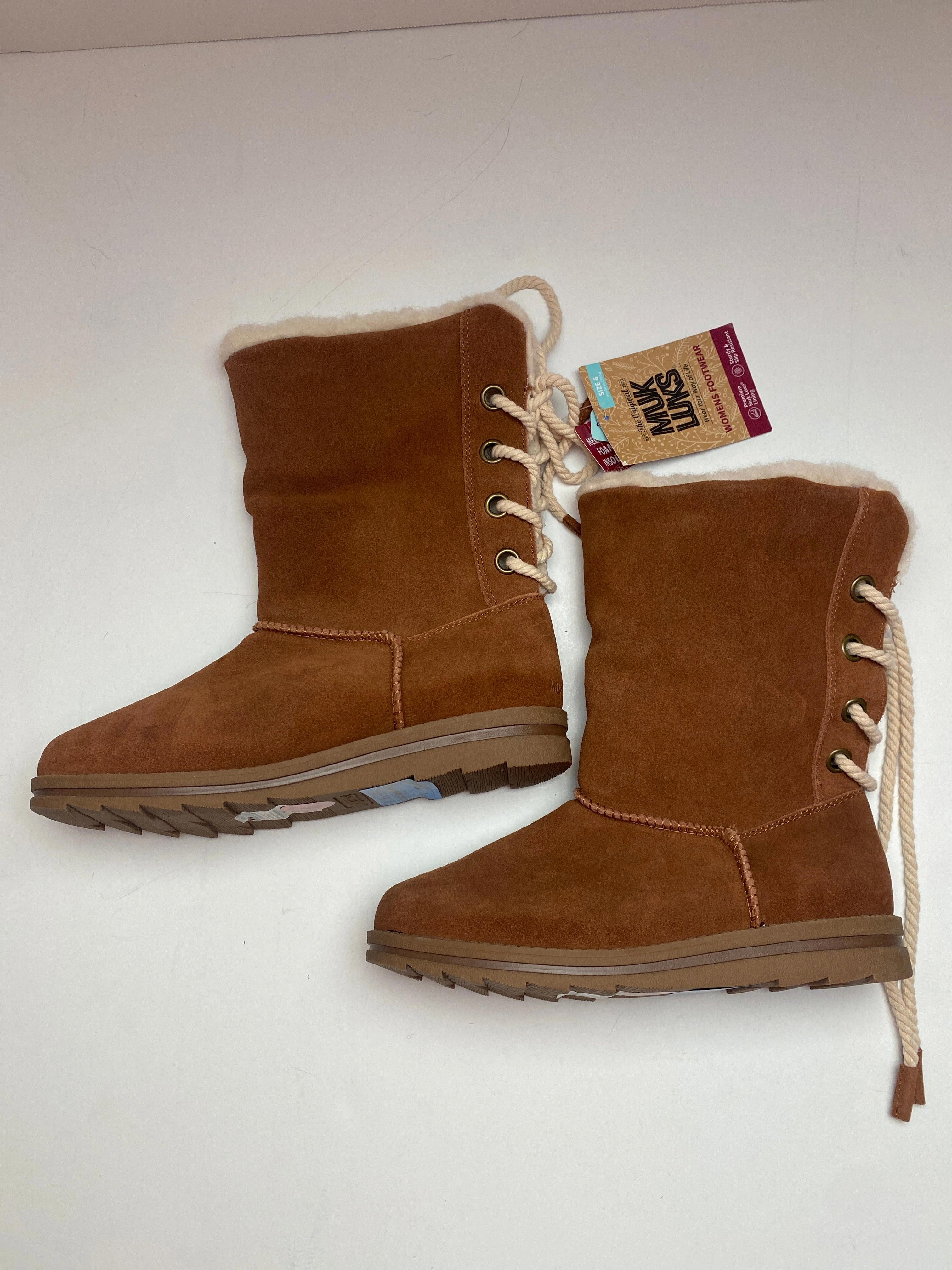Boots Mid-calf Flats By Muk Luks In Brown, Size: 6