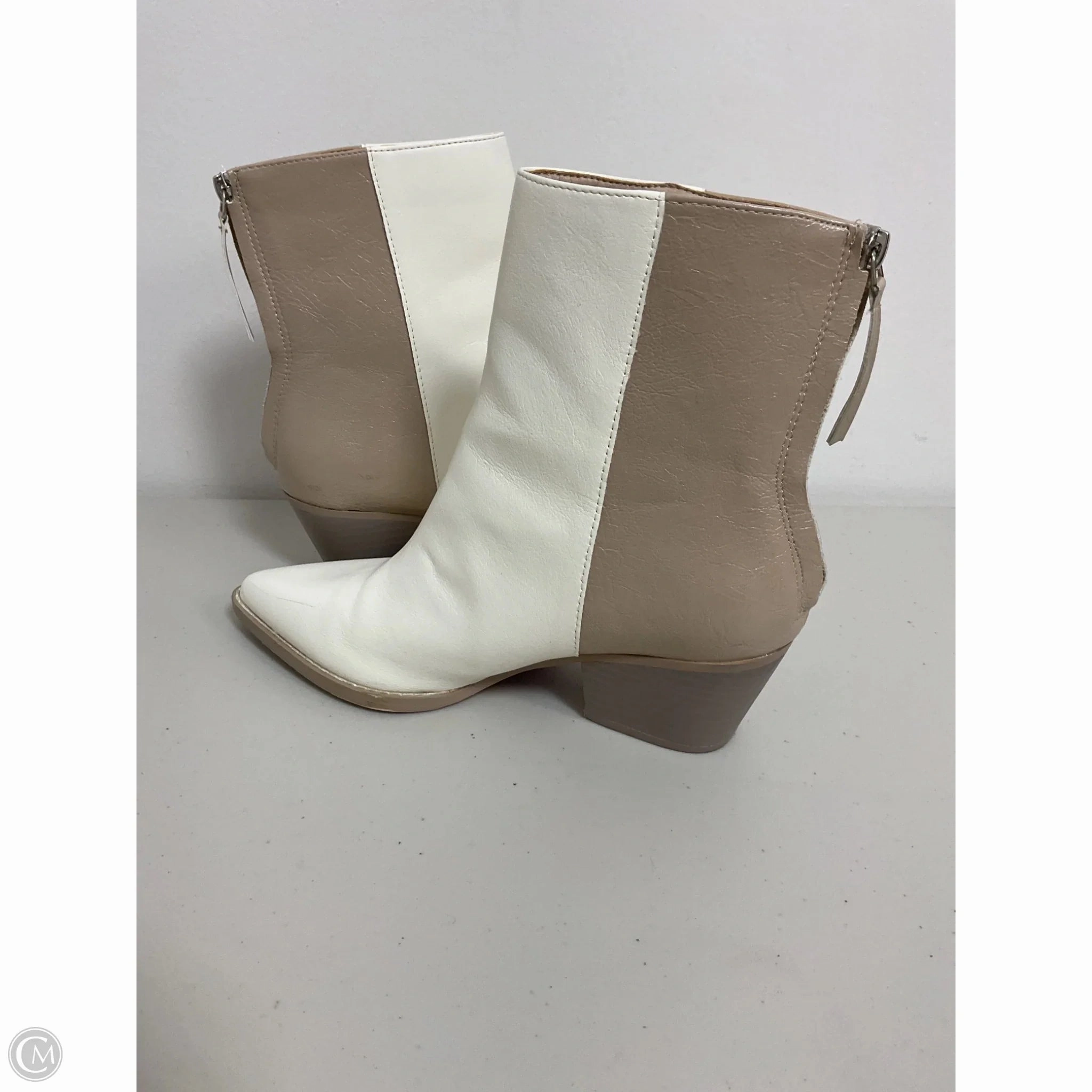 Boots Mid-calf Heels By Clothes Mentor In Cream & Tan, Size: 8.5
