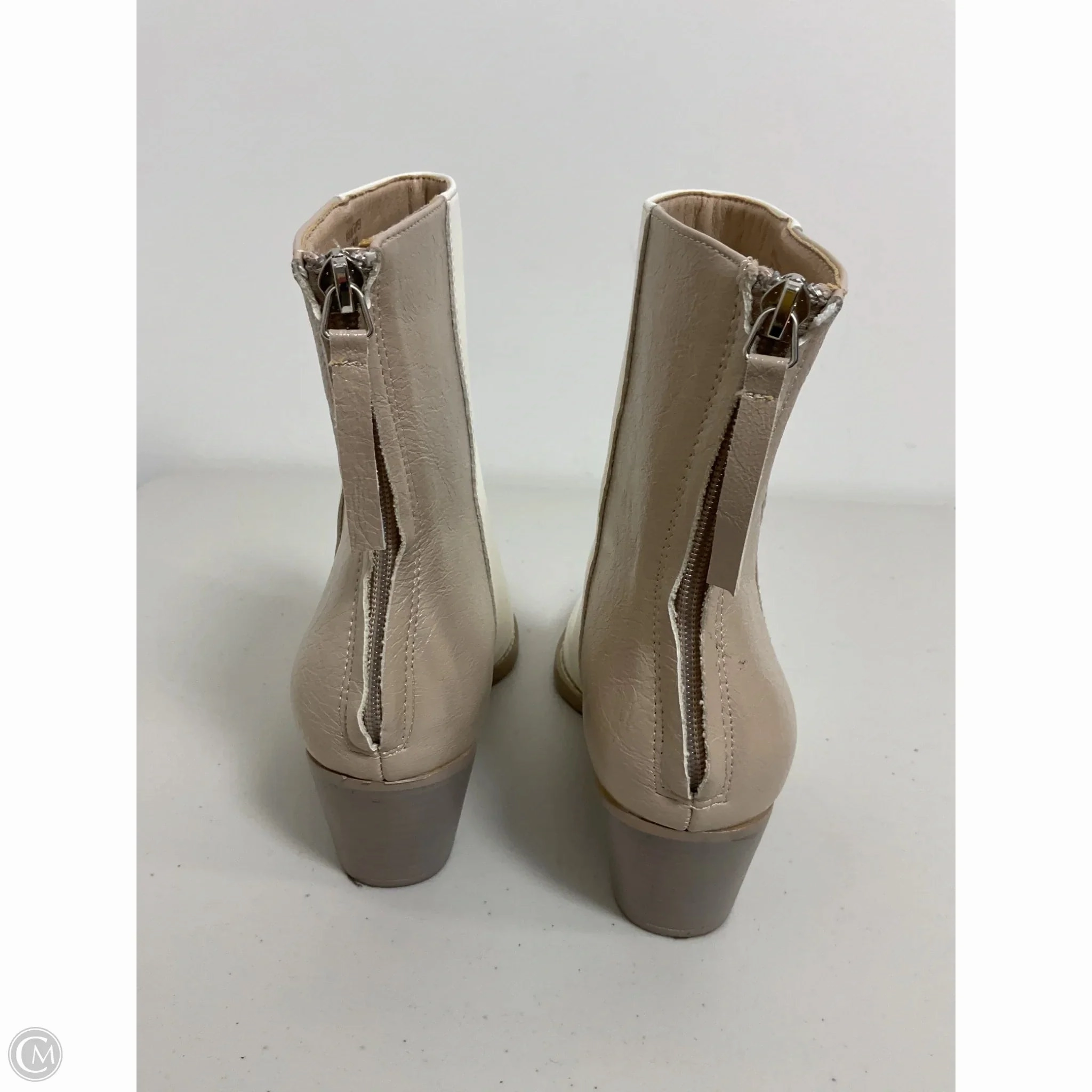 Boots Mid-calf Heels By Clothes Mentor In Cream & Tan, Size: 8.5