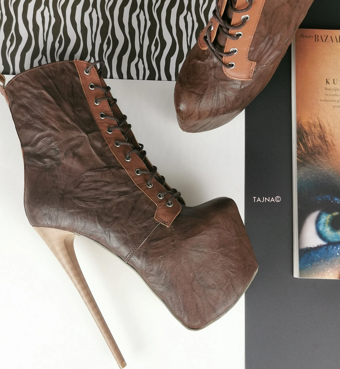 Brown Lace Up Genuine Leather Boots
