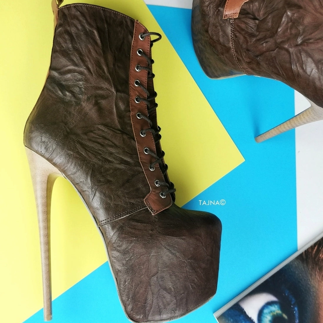 Brown Lace Up Genuine Leather Boots