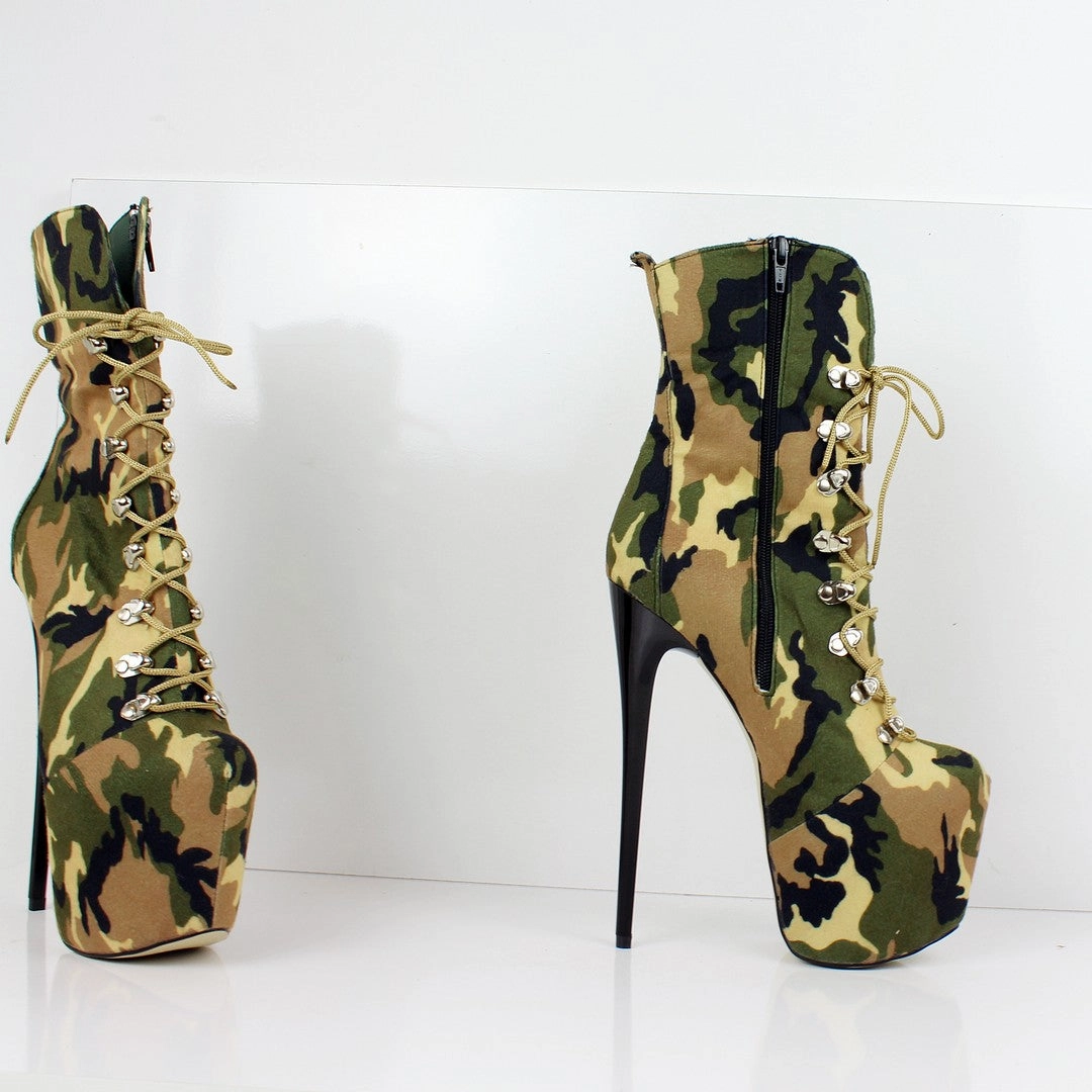 Camouflage Lace Up Platform Boots