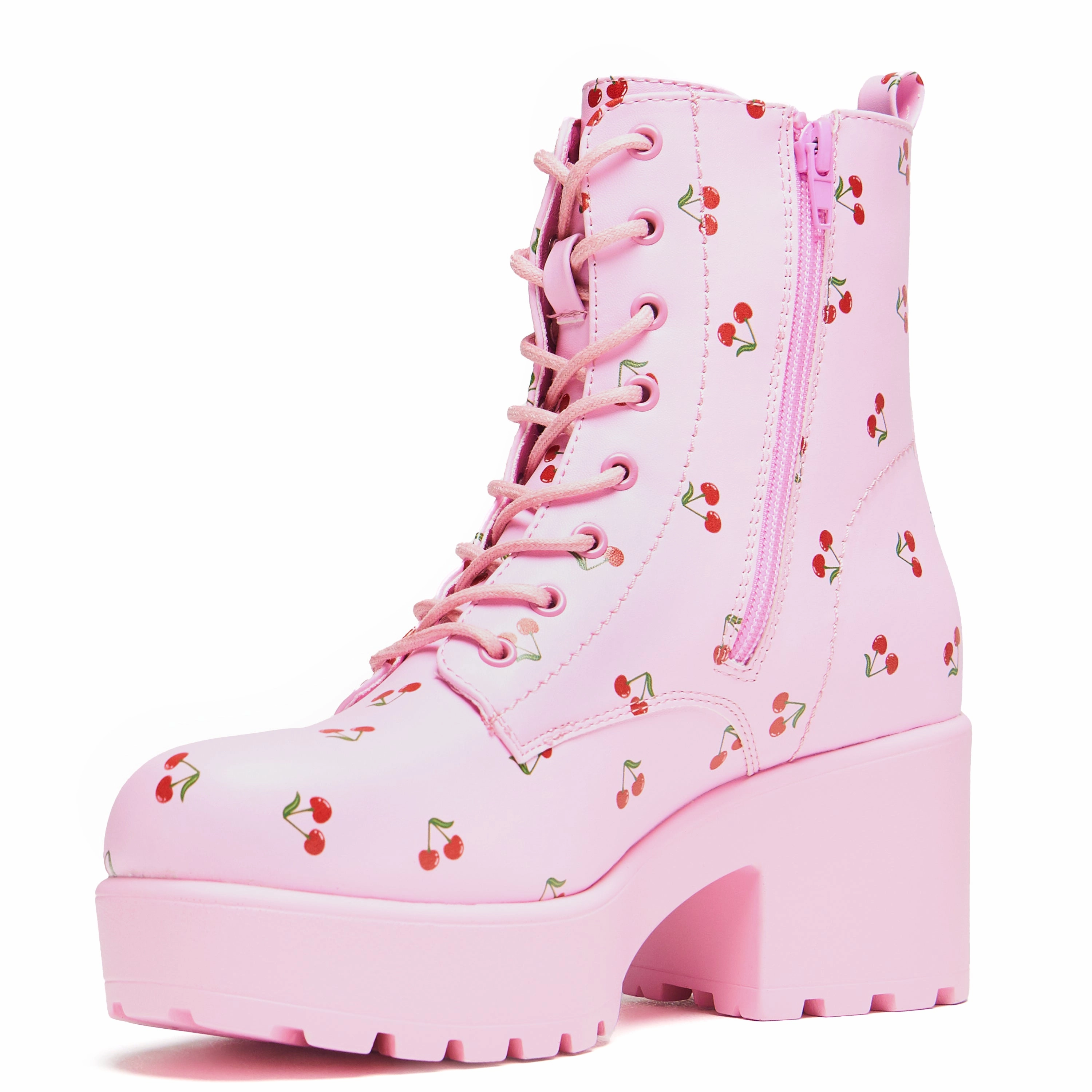 Cherry Passion Platform Boots - Baby Pink