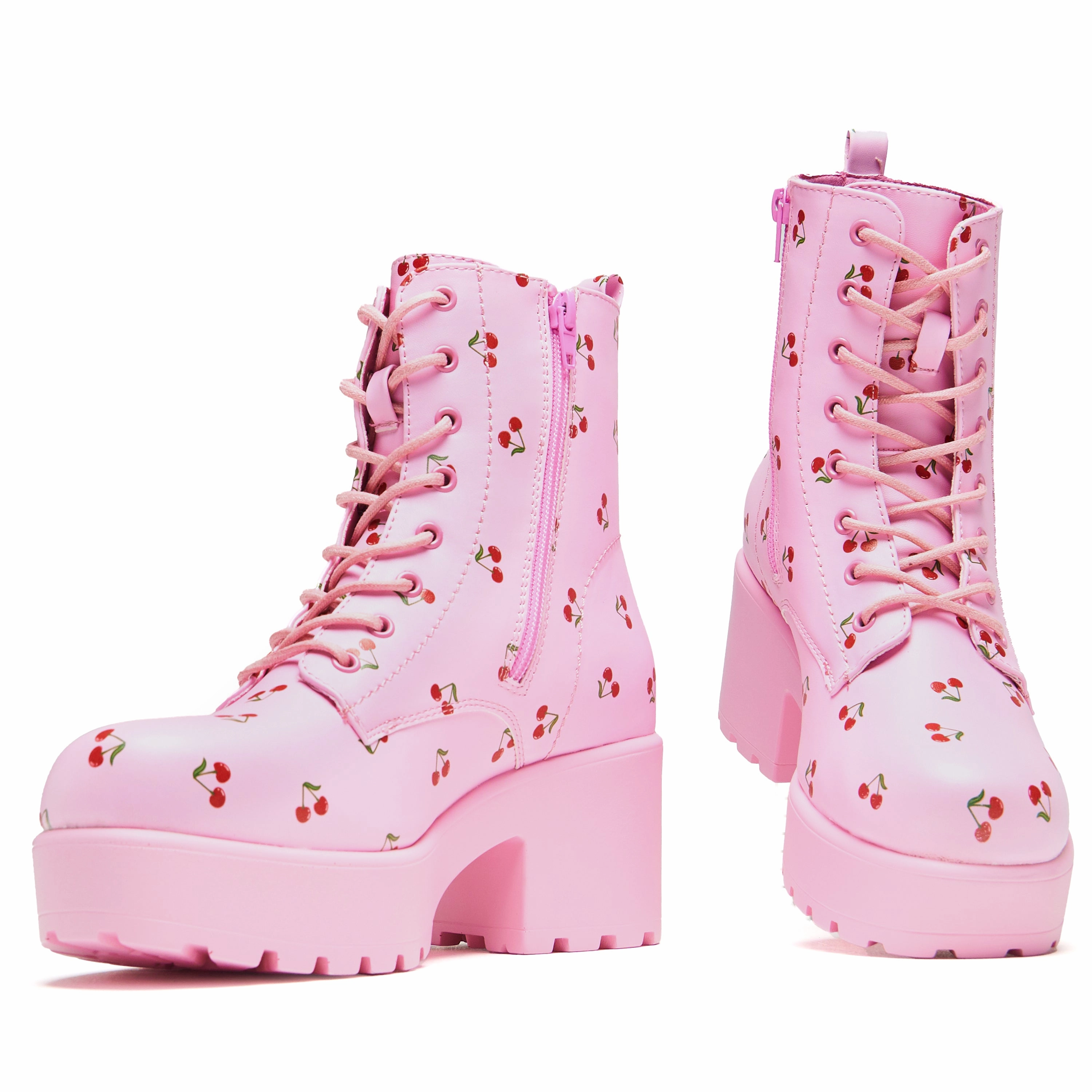 Cherry Passion Platform Boots - Baby Pink