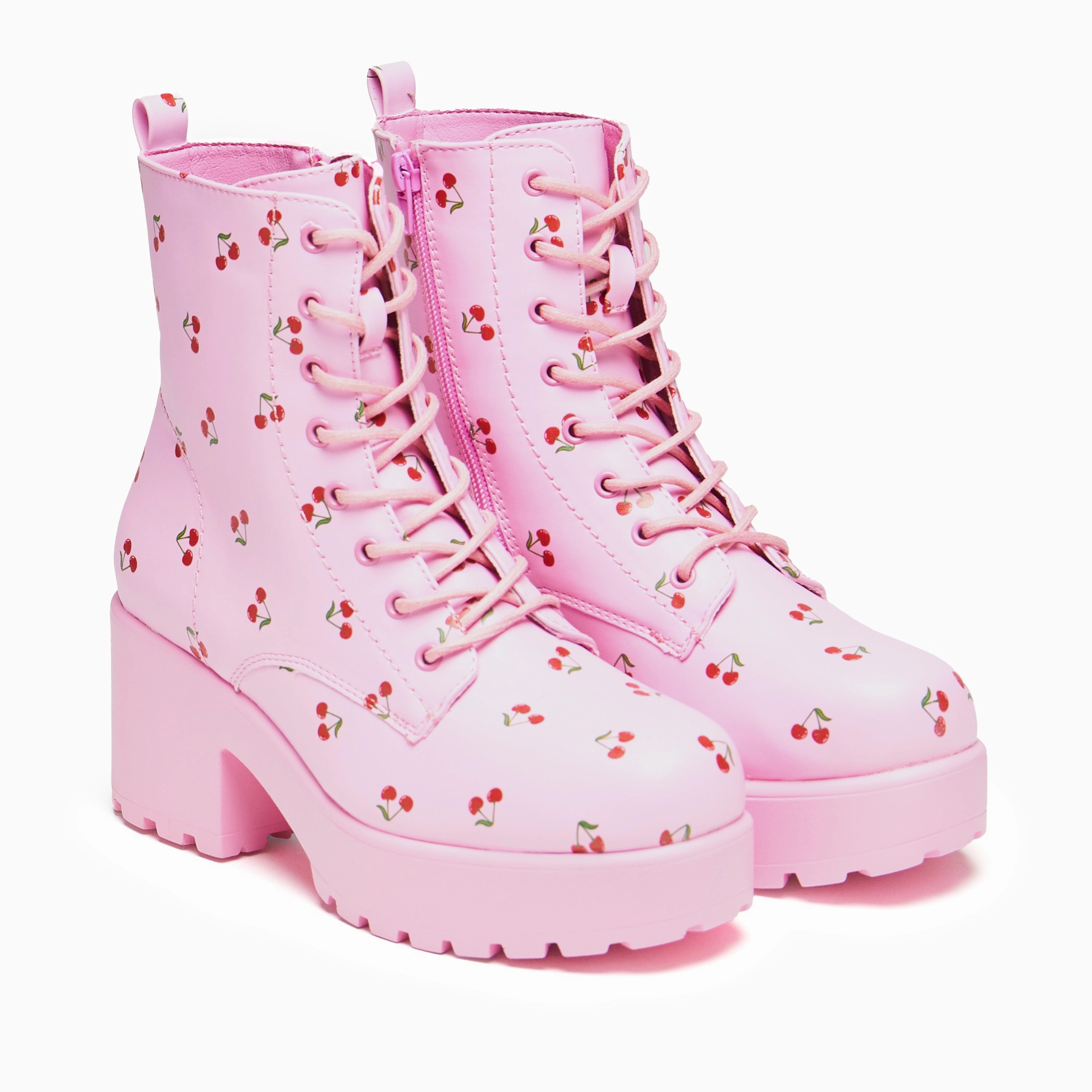 Cherry Passion Platform Boots - Baby Pink