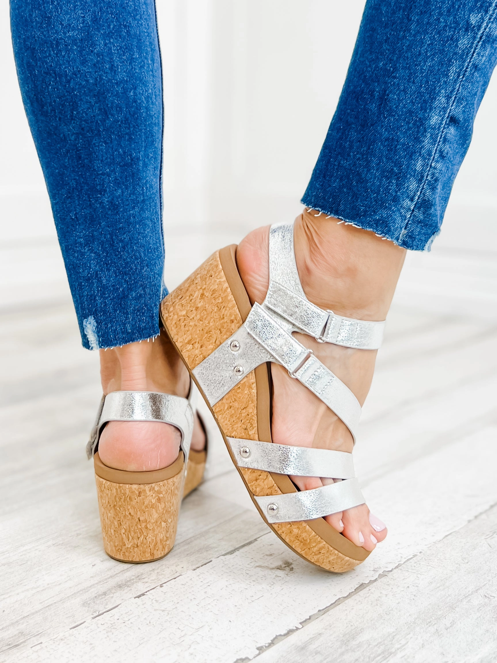 Corky's Giggle Wedge Sandal in Silver