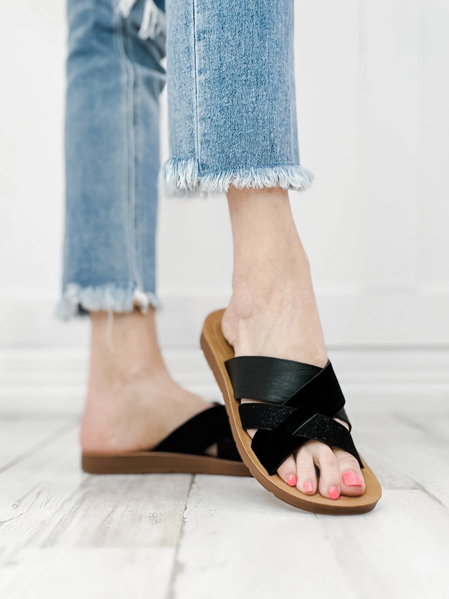 Corkys Charm Slides in Black
