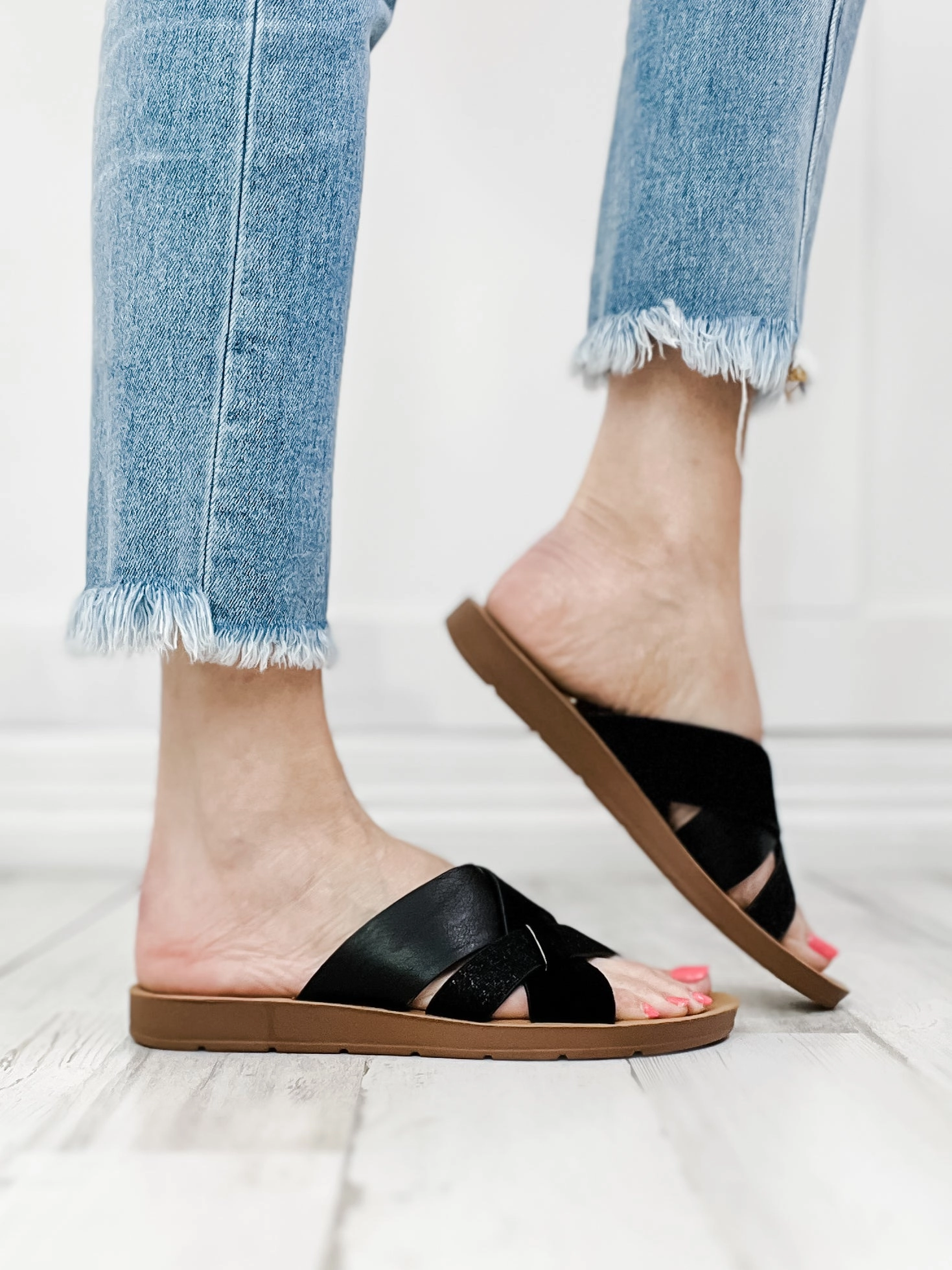 Corkys Charm Slides in Black