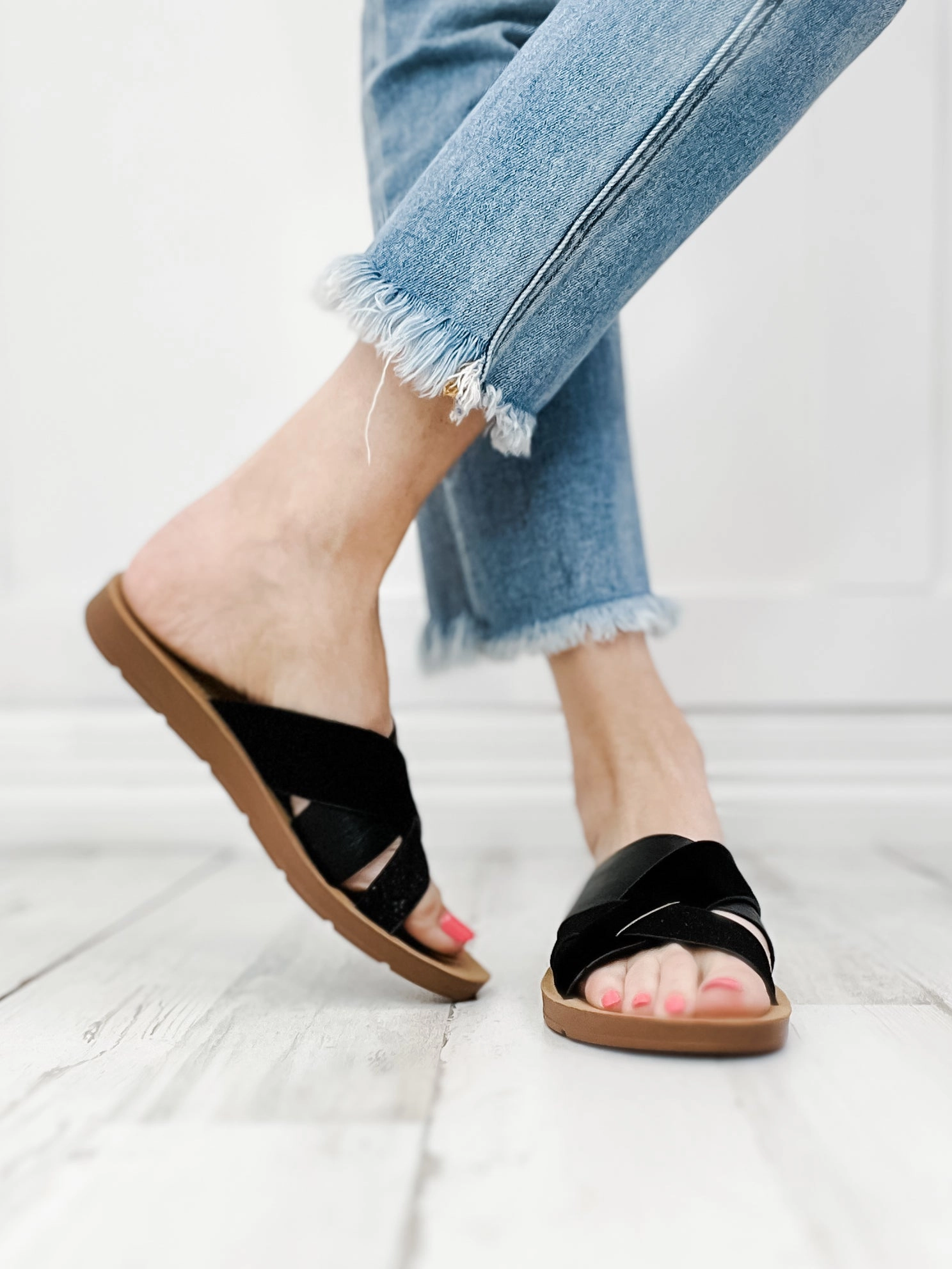 Corkys Charm Slides in Black