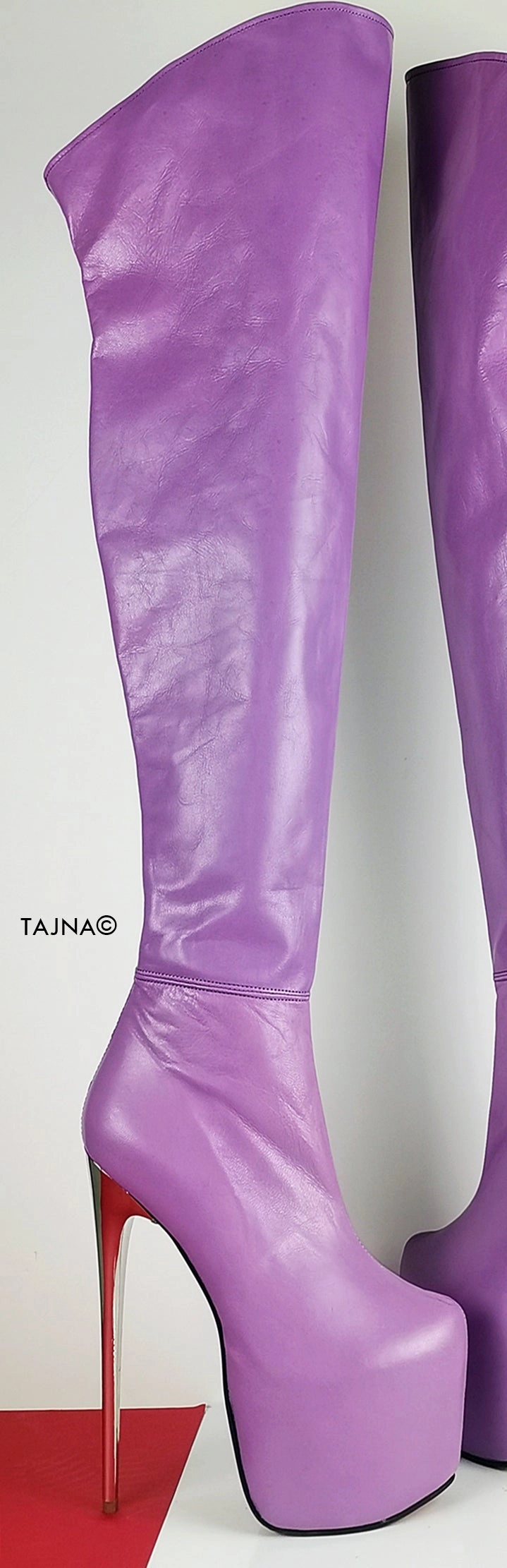 Genuine Leather Purple Violet Thigh High Boots
