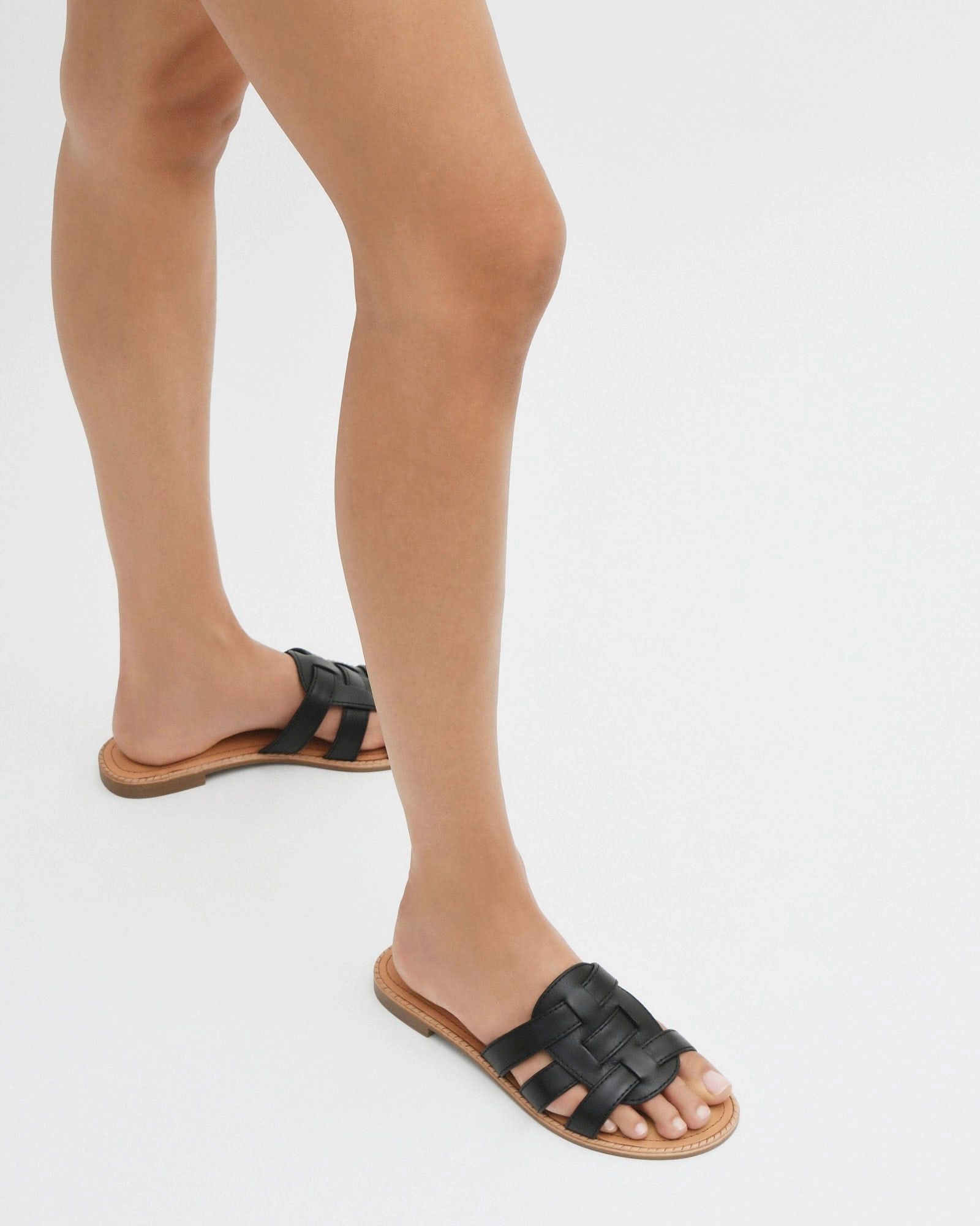 JASPER FLAT SANDALS BLACK LEATHER