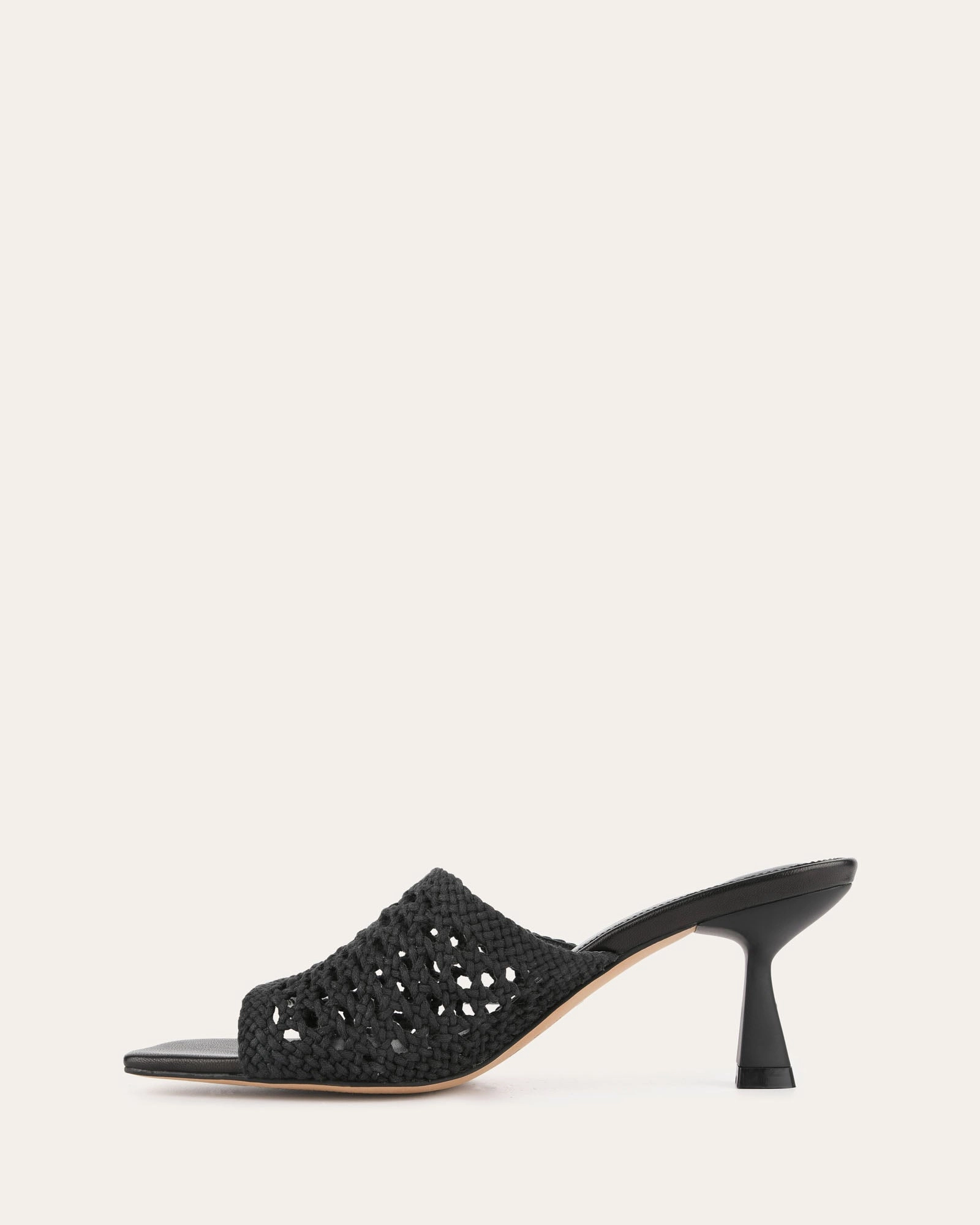 JORDYN MID HEEL SANDALS BLACK TEXTILE