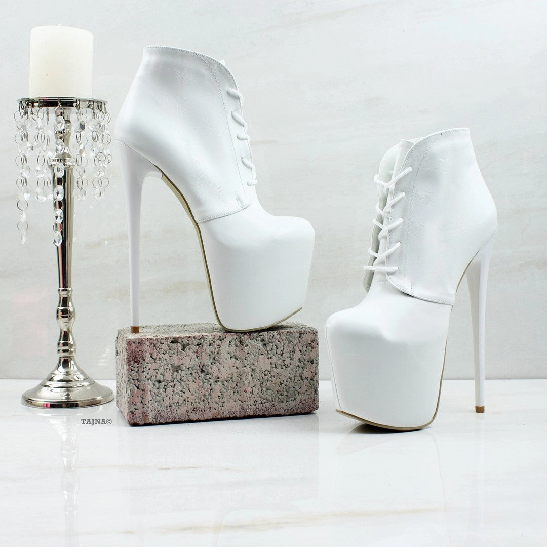 Lace Up White High Platform Booties