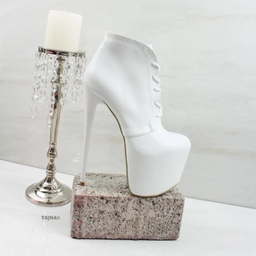 Lace Up White High Platform Booties