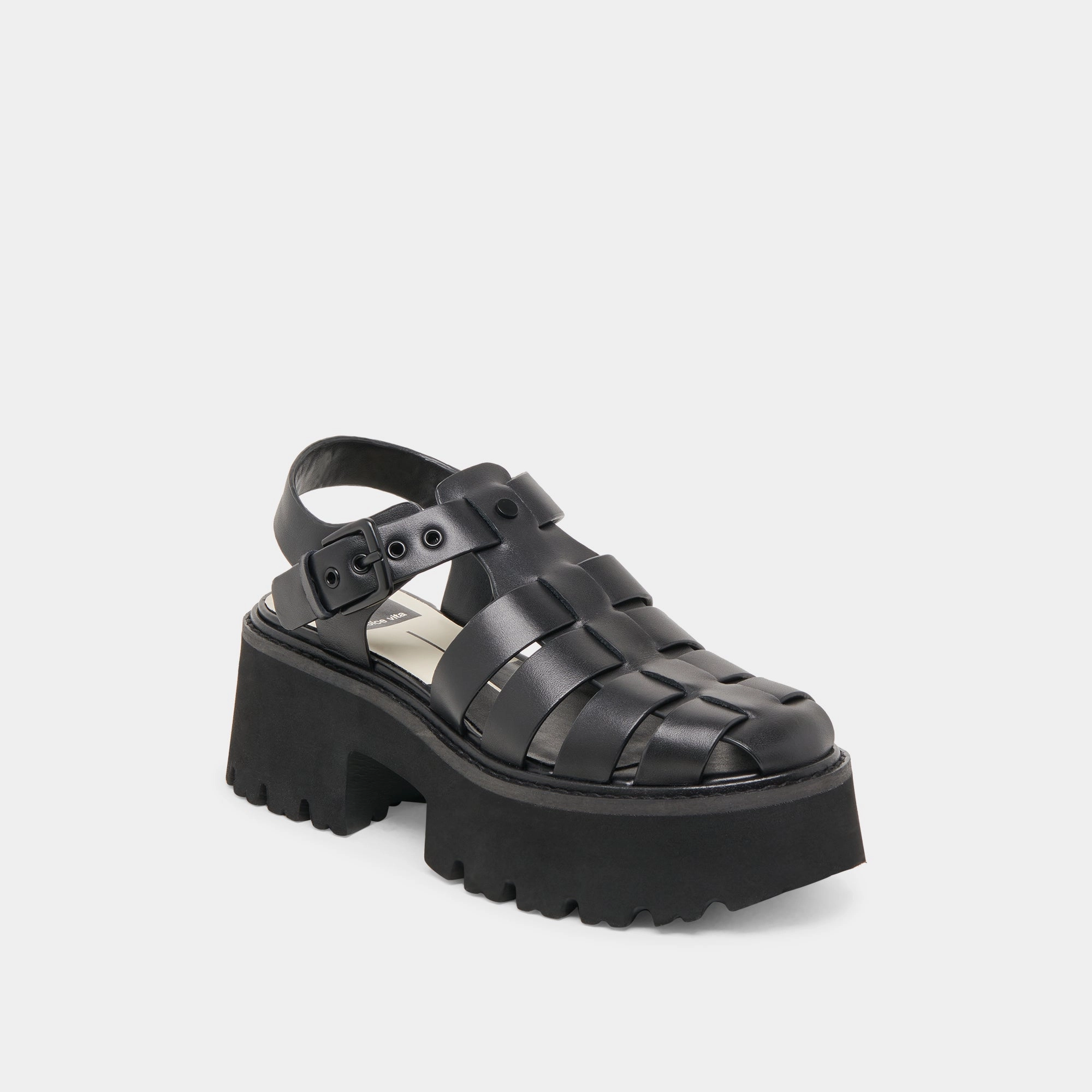 LASLY TONAL SANDALS BLACK LEATHER