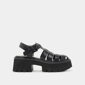 LASLY TONAL SANDALS BLACK LEATHER