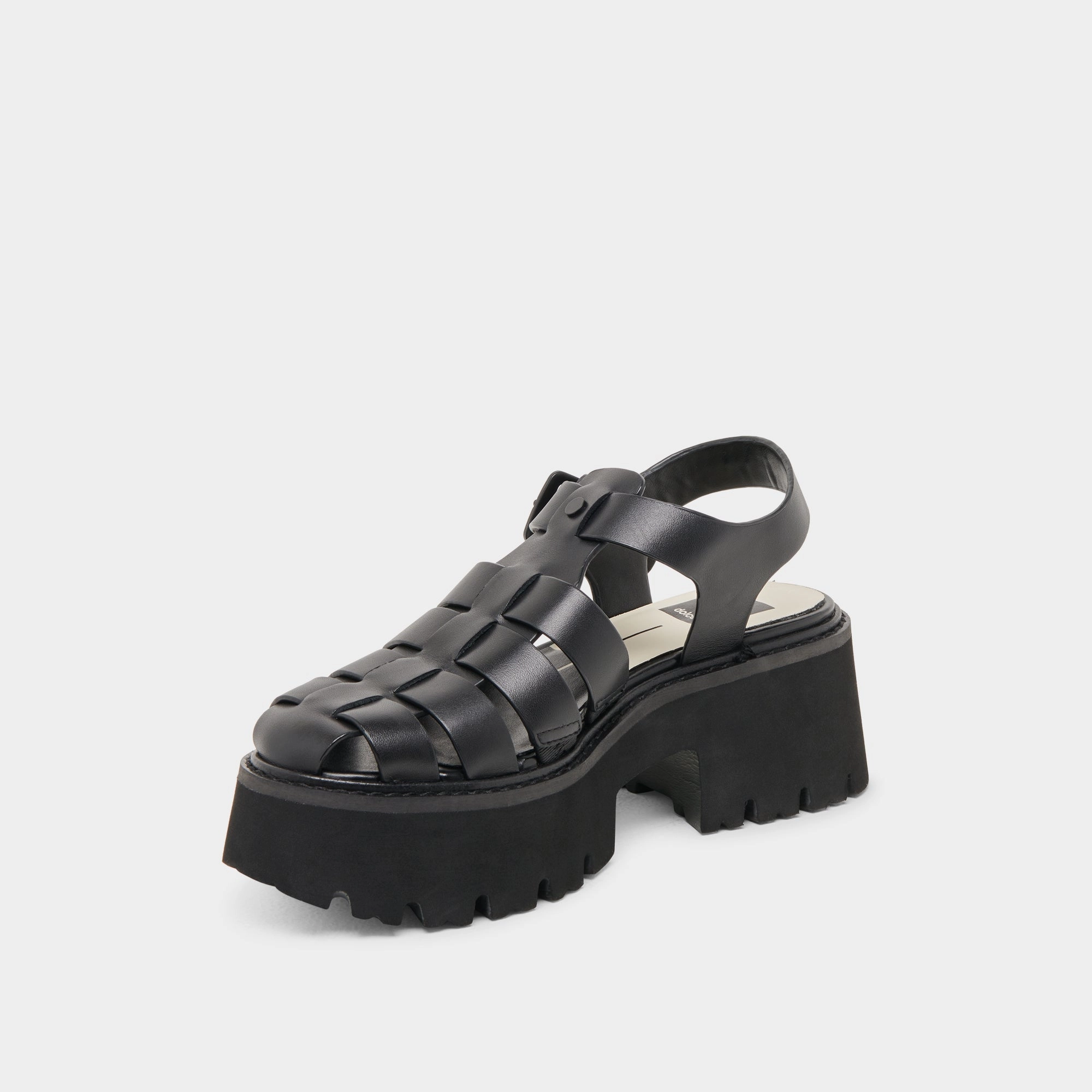 LASLY TONAL SANDALS BLACK LEATHER