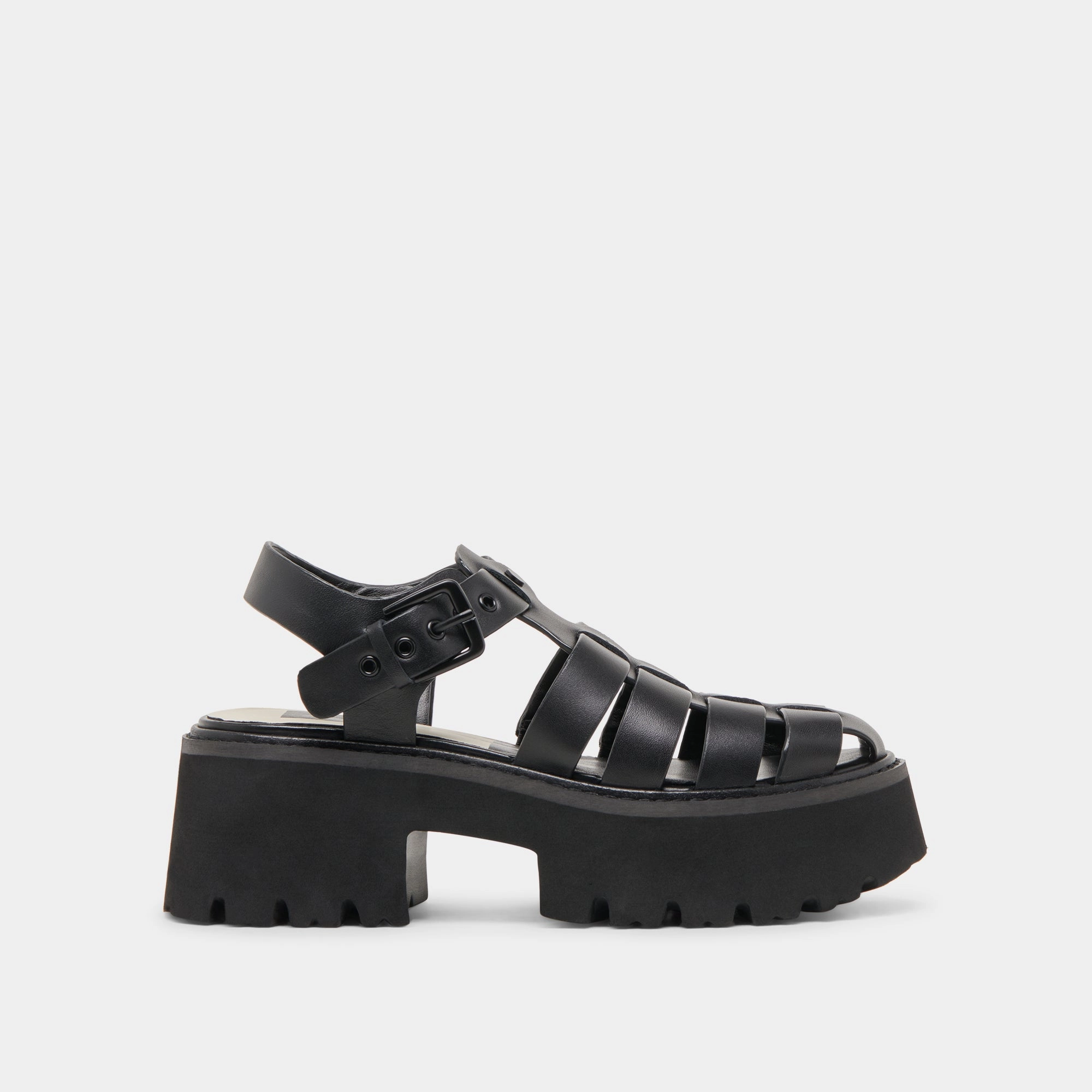 LASLY TONAL SANDALS BLACK LEATHER