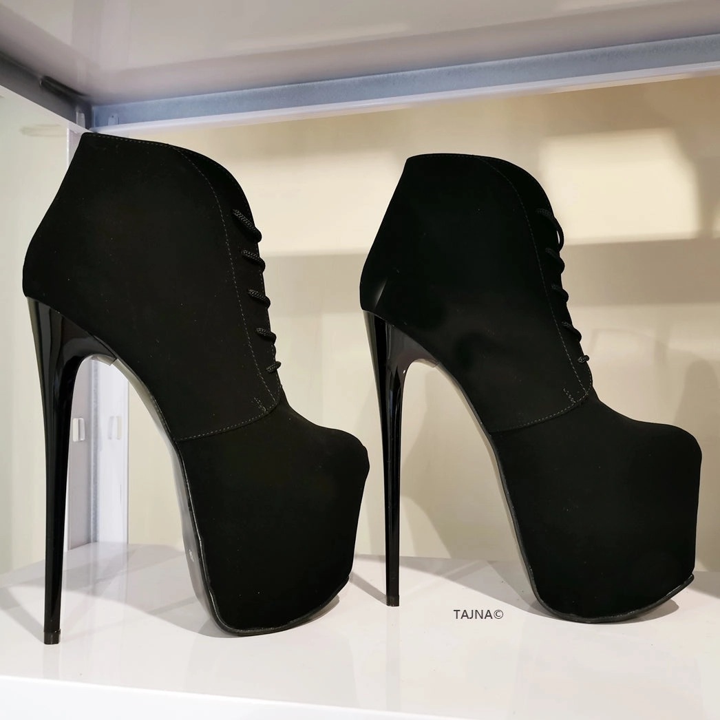 Ledna Black Lace Up Suede Boots