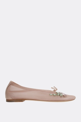mesh ballerinas with embroidery