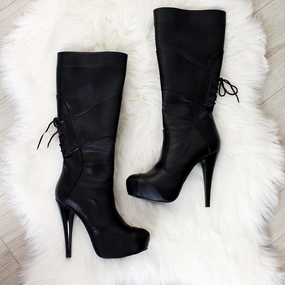 Mid Calf Black Platform Boots