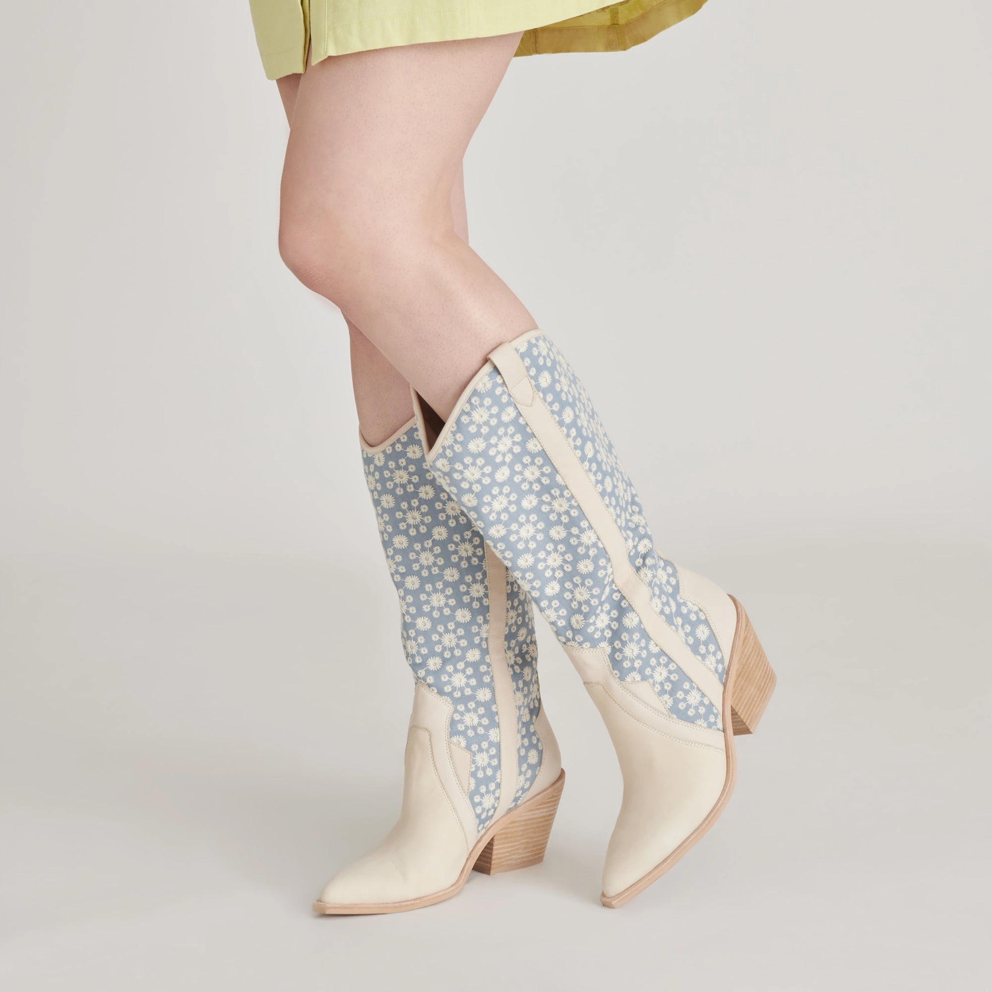 NAVENE BOOTS BLUE FLORAL FABRIC