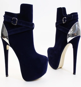 Navy Blue Golden Platform Booties