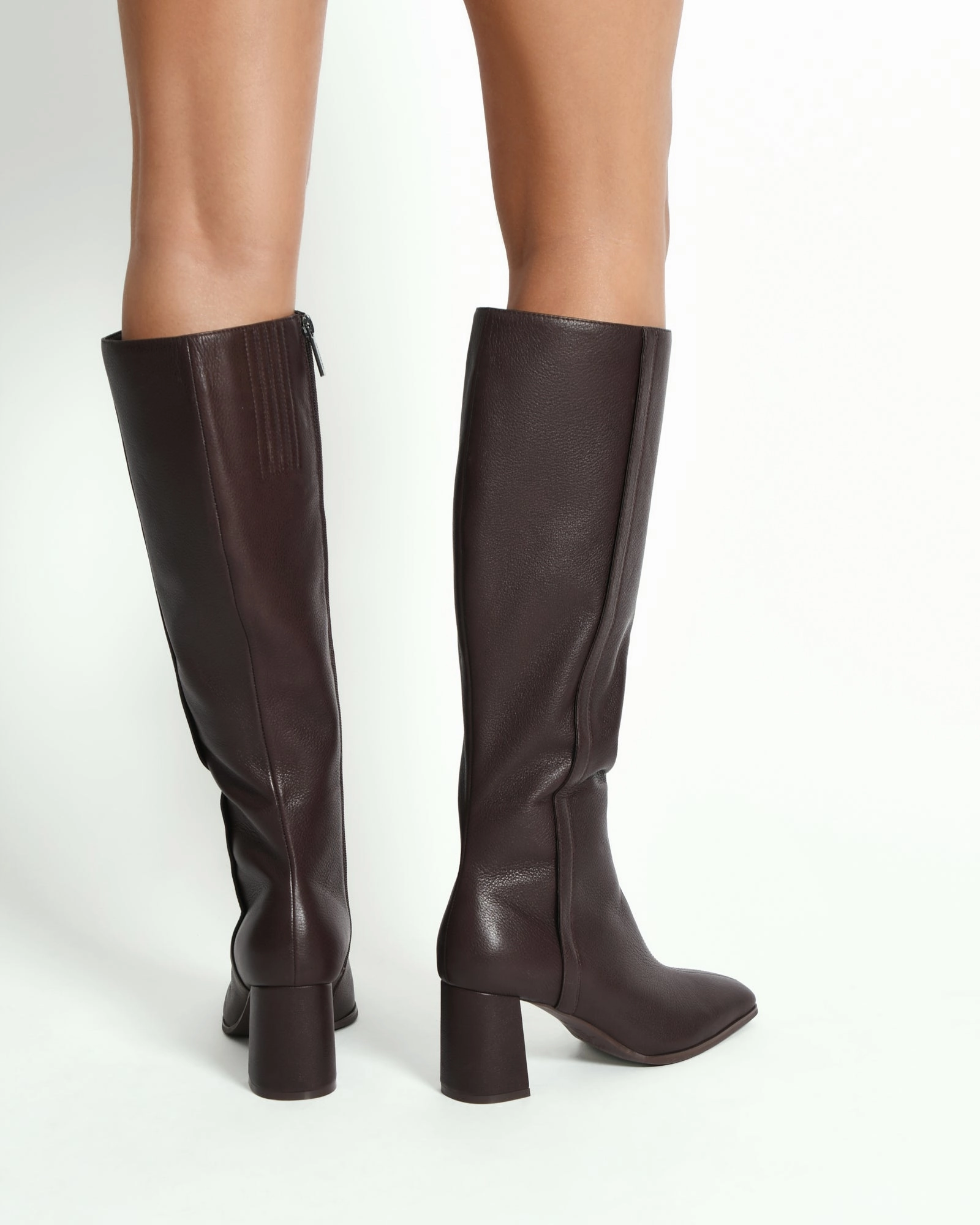 NELLIE KNEE BOOTS BITTER CHOC LEATHER