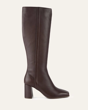NELLIE KNEE BOOTS BITTER CHOC LEATHER