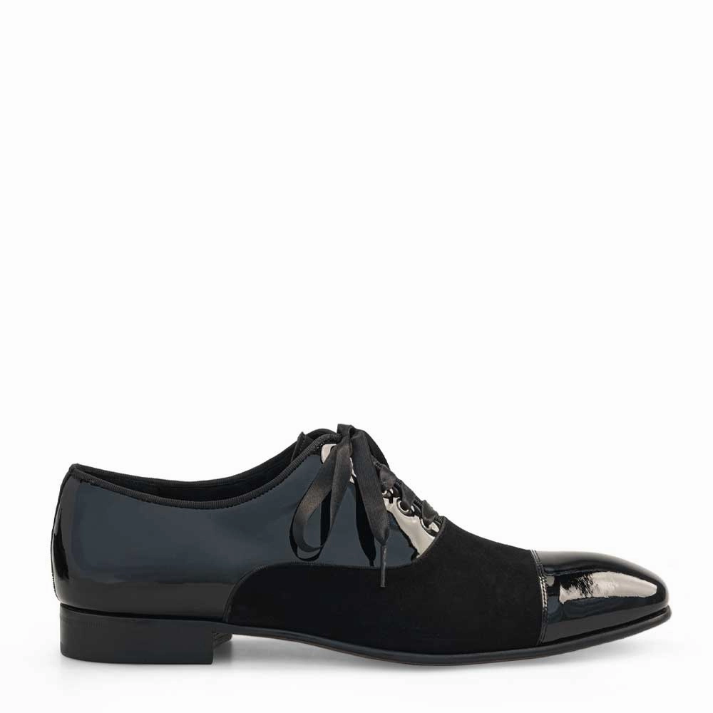 Patent Leather and Suede Cap Toe Oxford