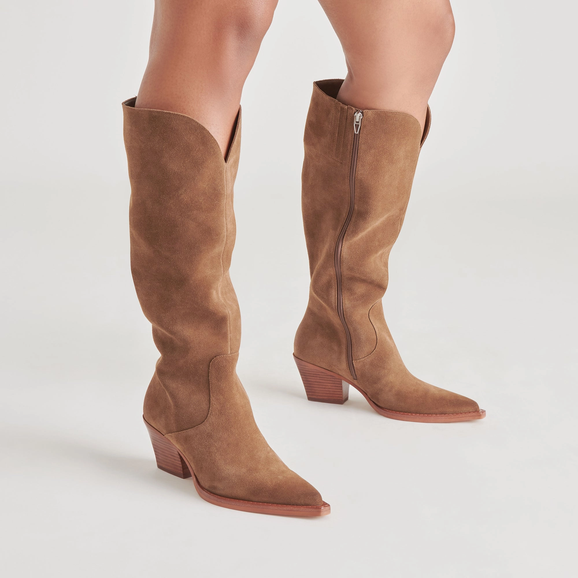 RAJ WIDE CALF BOOTS BROWN SUEDE