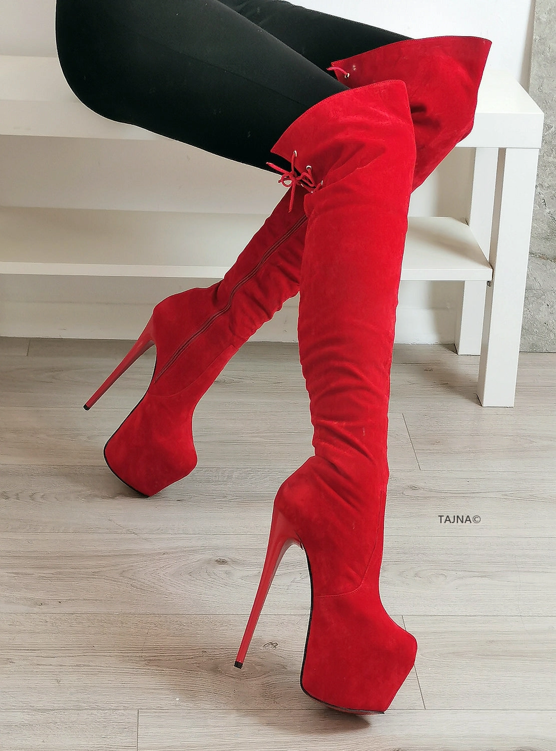 Red High Heel Over the Knee Boots